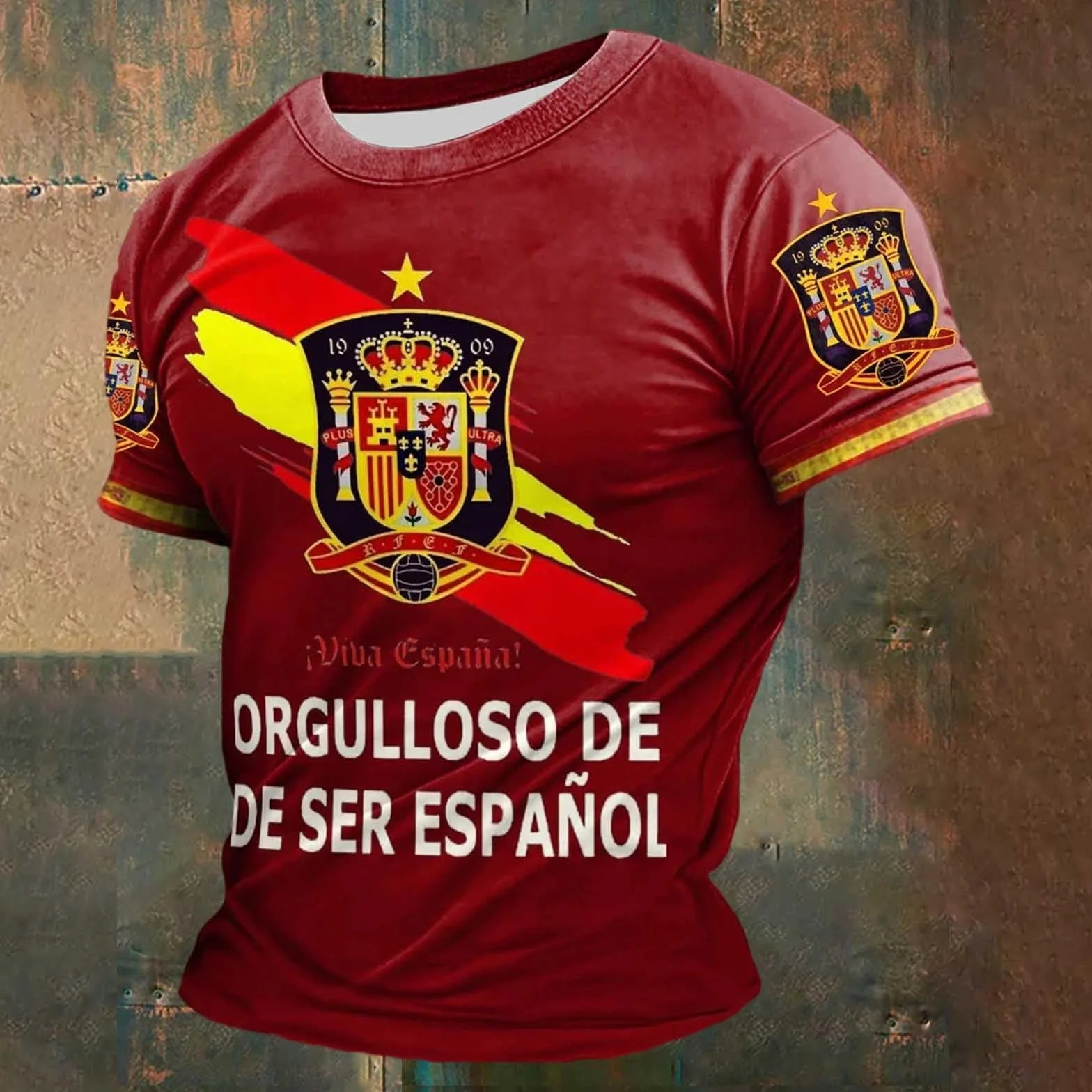 Camiseta Selección Española 2026, Camiseta Deporte Hombre, Manga Corta Torero, Cuello Redondo