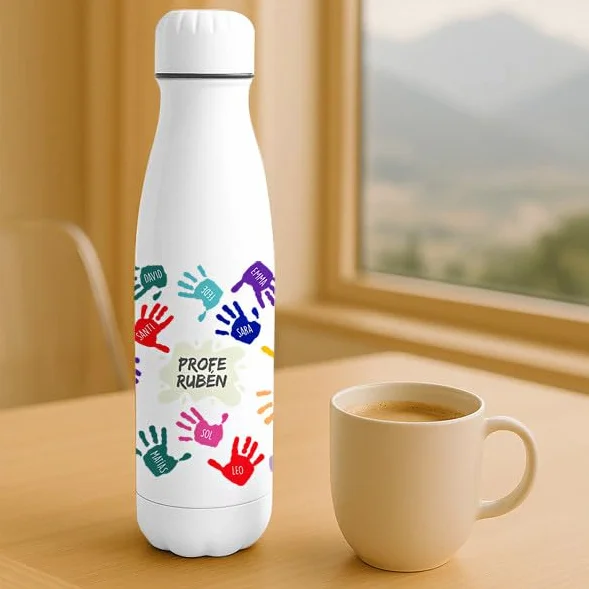 Transparent Gift Botellas Personalizadas con Nombres y Texto. Regalos Originales para Profesores. Botella de Agua de Regalo Fin de Curso