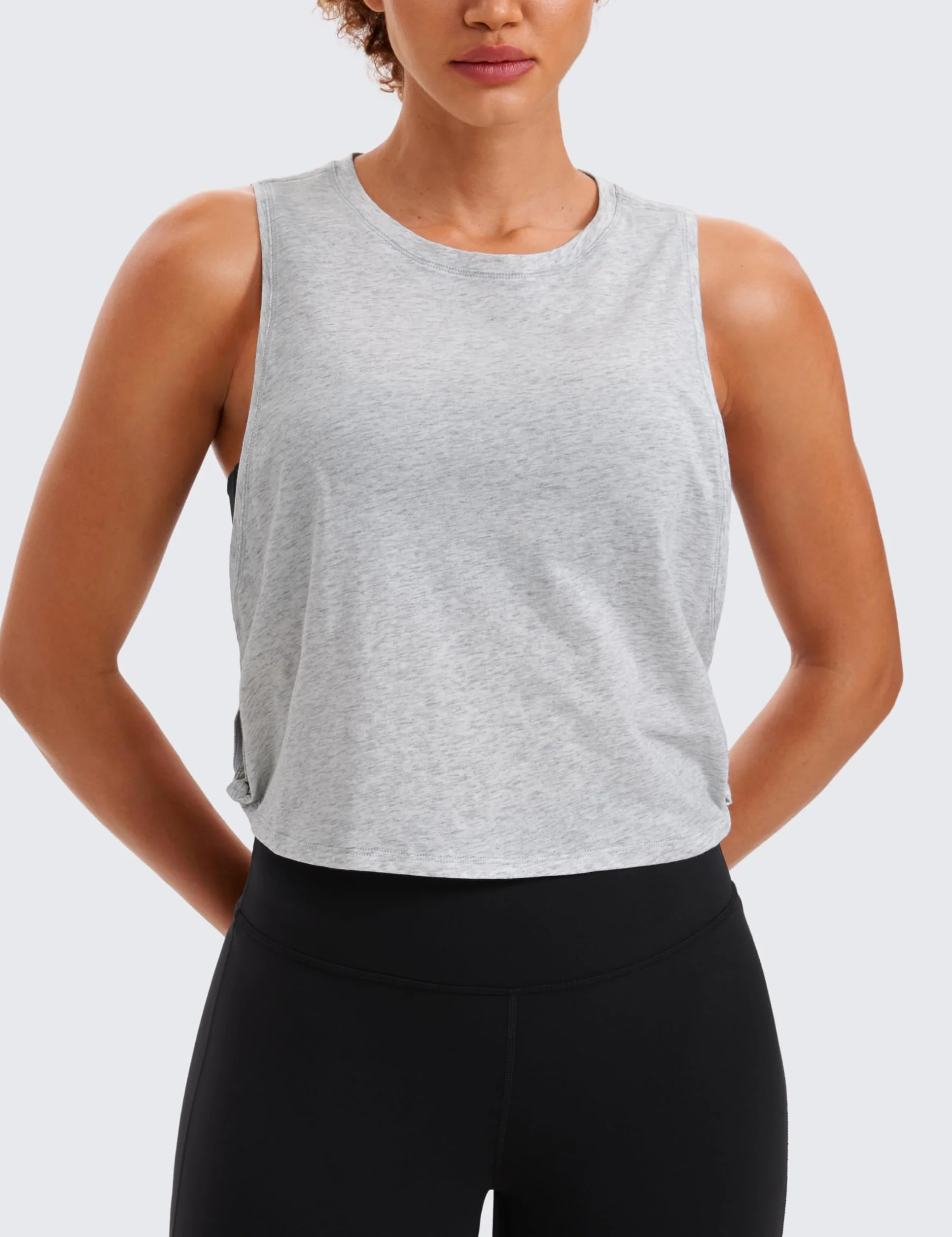 CRZ YOGA Mujer Camiseta Sin Mangas Algodón Pima Crop Top Ropa Deportiva