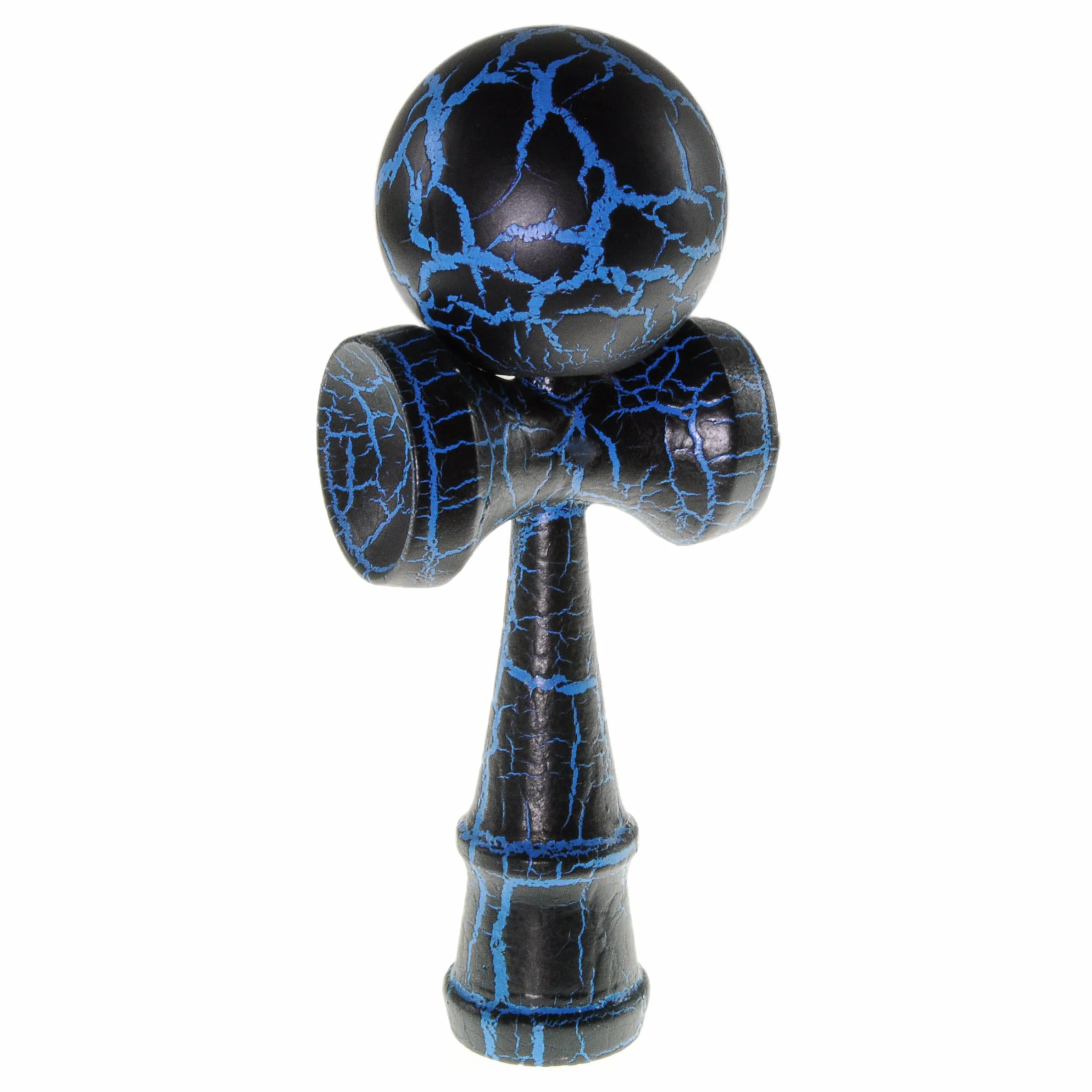 Ganzoo Kendama de Haya, Juego Tradicional japonés con Bola Perforada unida a Cuerda de Nylon, 3 Copas de Captura y Pin, Ideal para Practicar destreza, coordinación y Equilibrio, Azul Negro, 16 cm