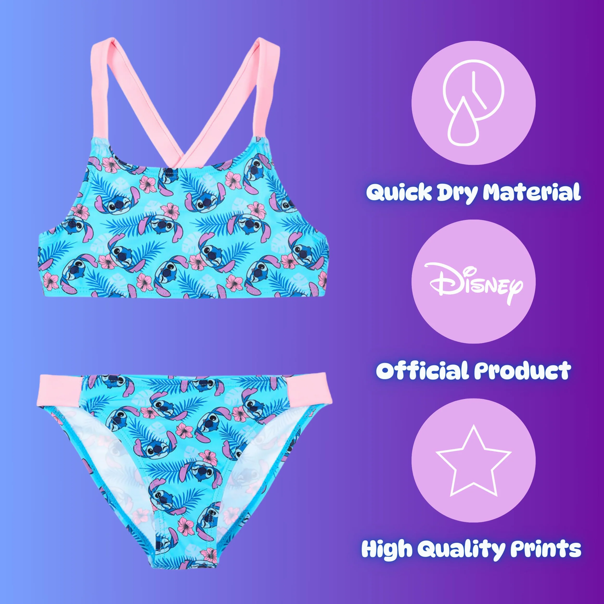 Disney Stitch Bikini Niña Bañador Dos Piezas Tallas 6-12 Años