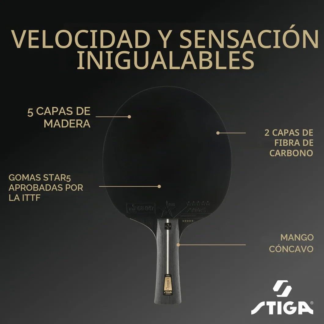 STIGA Pro Carbon Table Tennis Bat ITTF Approved Touch Carbon Technology Black/Red