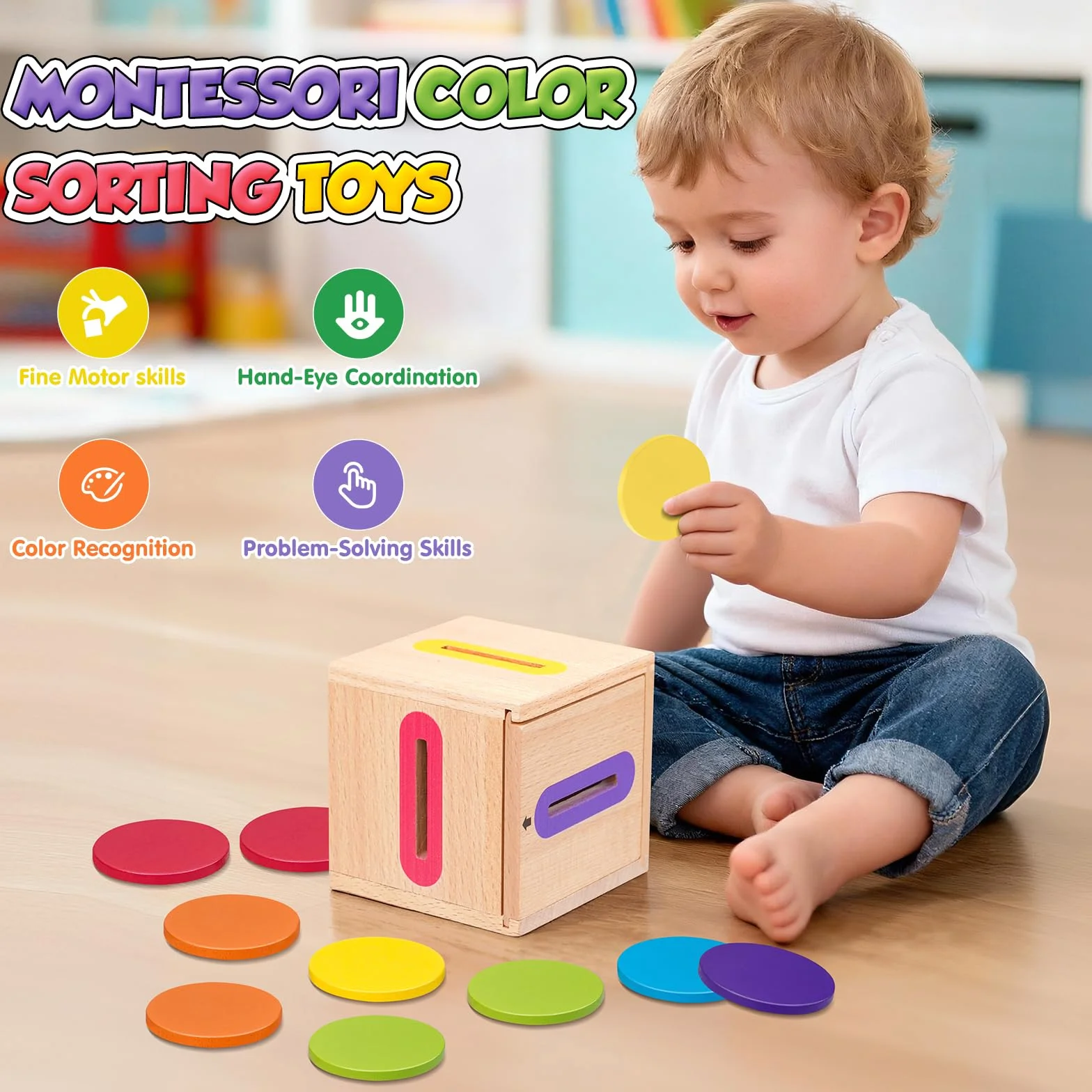 Juguetes Montessori 1 2 3 Años, Juguetes Niños 1-3 Años Juegos Educativos Niños 2 1 3 Años Juguetes Sensoriales Regalo Niño 1+ Años Juguetes de Madera para Actividades y Desarrollo