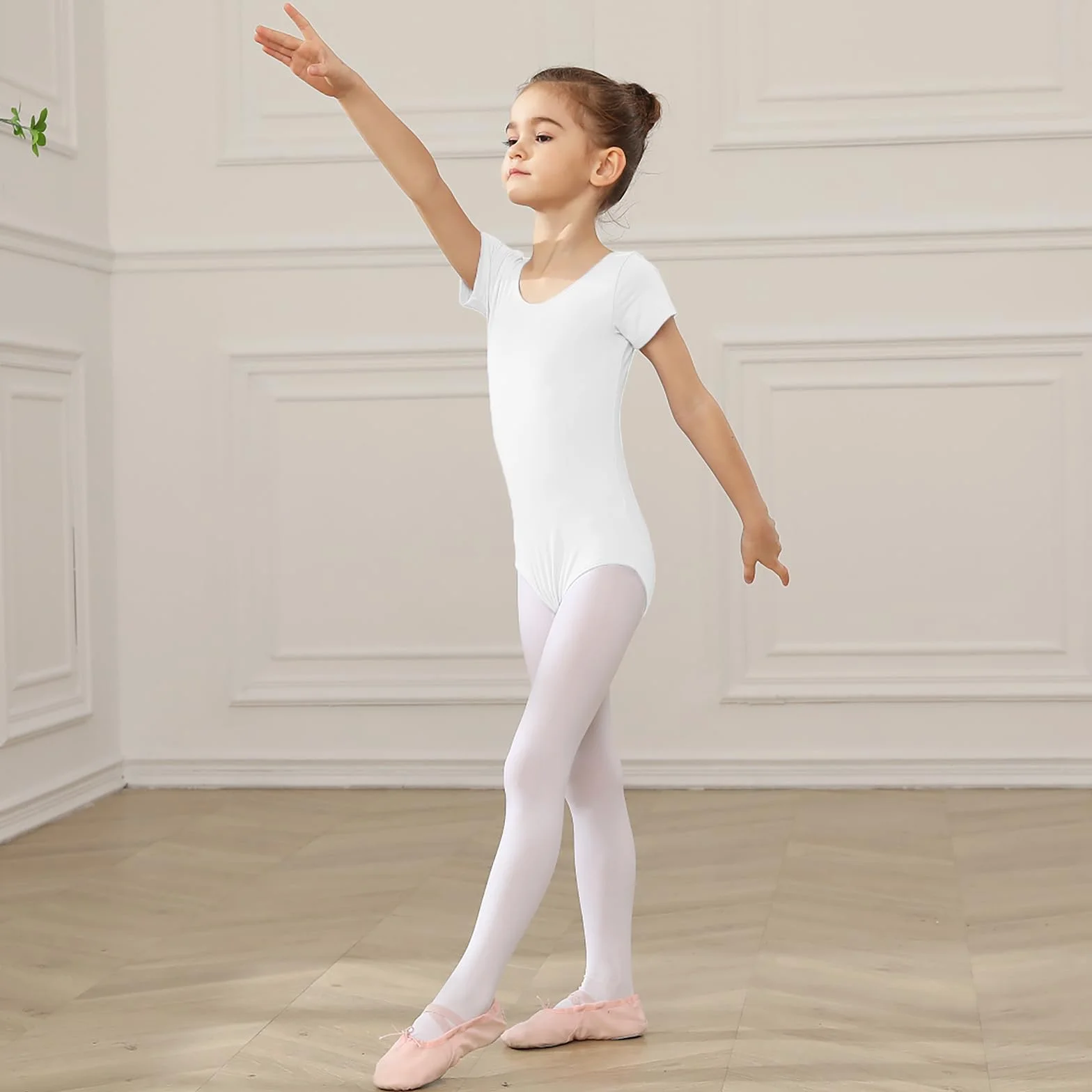 HIPPOSEUS Maillot de Ballet Danza para Niña Mangas Corta Leotardos Clásico Gimnasia Ritmica