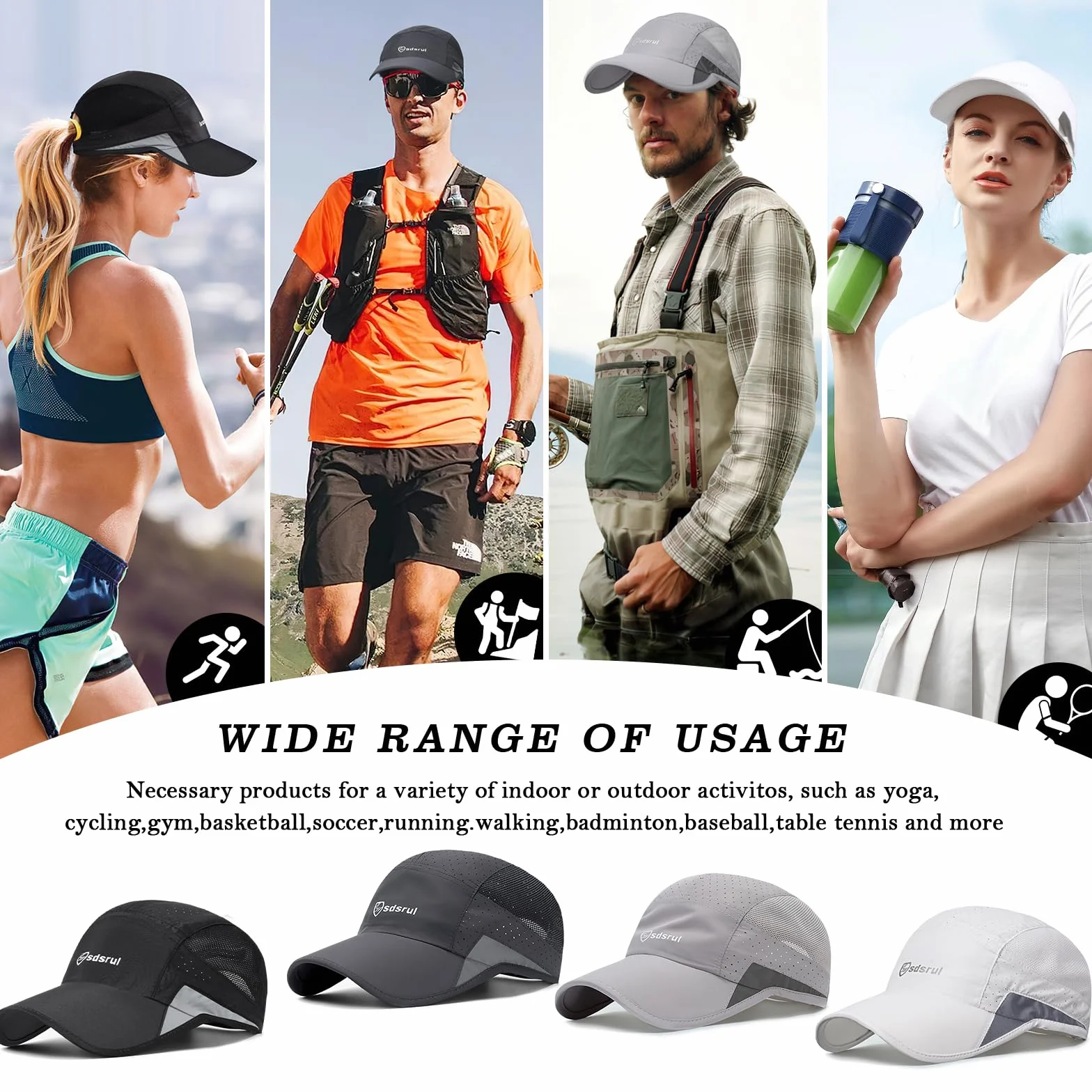 Gorra de Béisbol Transpirable para Hombre, Protección Solar, Secado Rápido, Malla Plegable, Lavable, Ligera, Sombrero de Verano