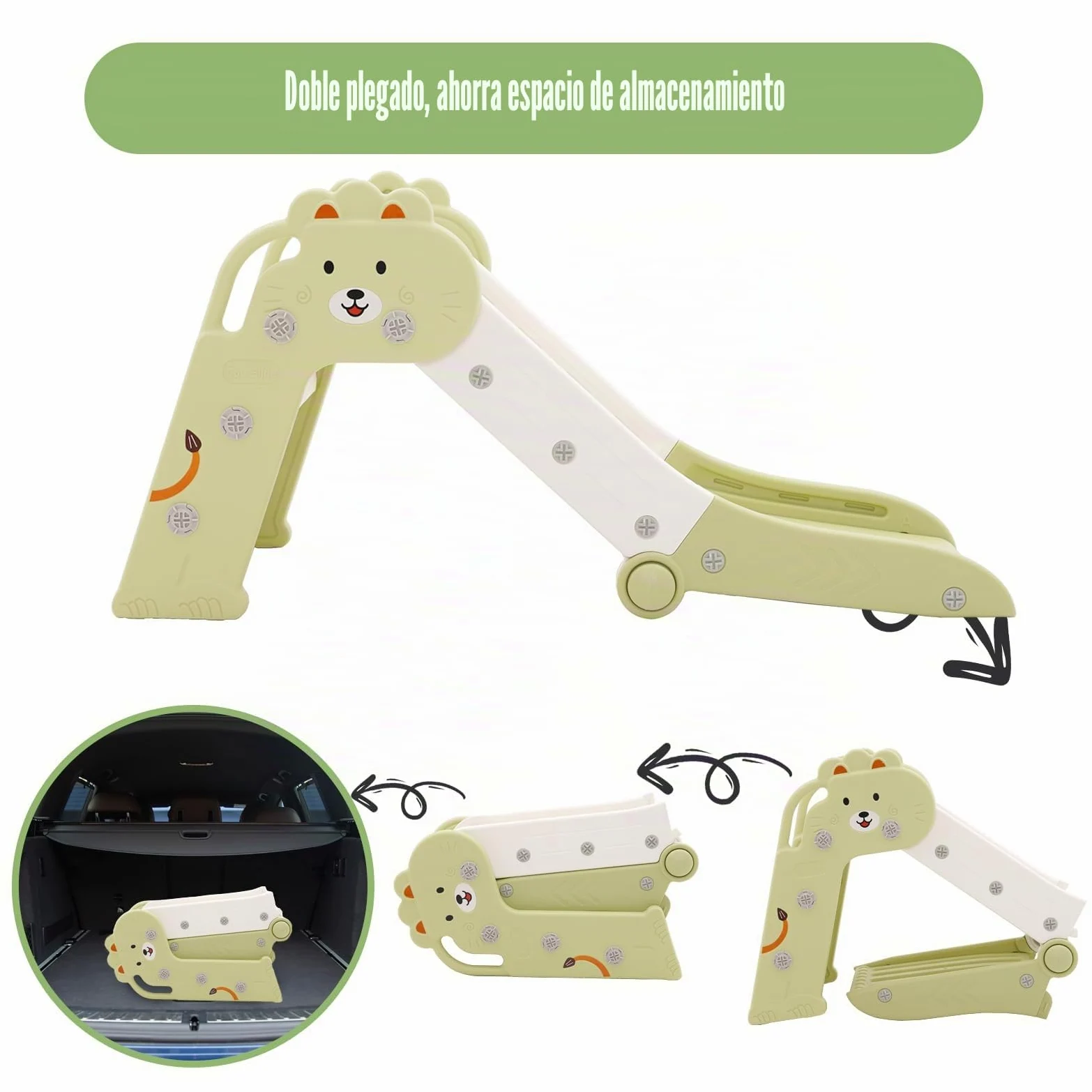 HOMCENT Tobogán para Niños Plegable, para Exteriores e Interiores, para 1-3 años, tobogán de jardín para niños, Esquinas Redondeadas, Ahorra Espacio, 111x54x37 cm, Verde