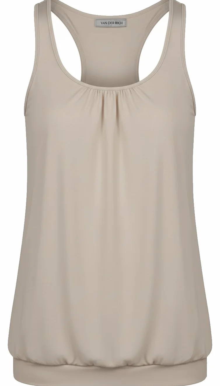 Van Der Rich Camiseta de Tirantes Espalda Nadadora Escote Plisado Mujer