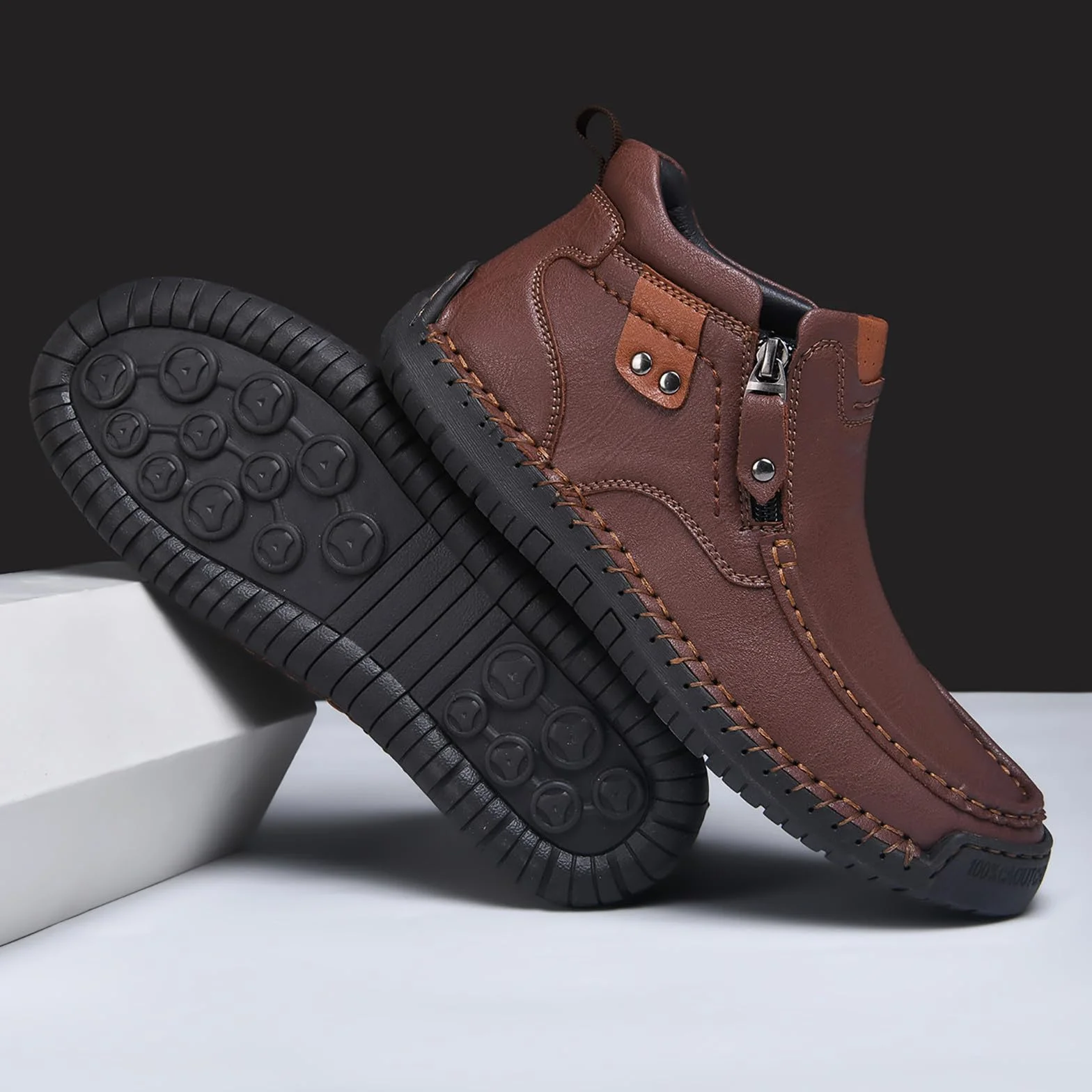 Zapatos de cuero para hombre mocasines ligeros transpirables suela suave