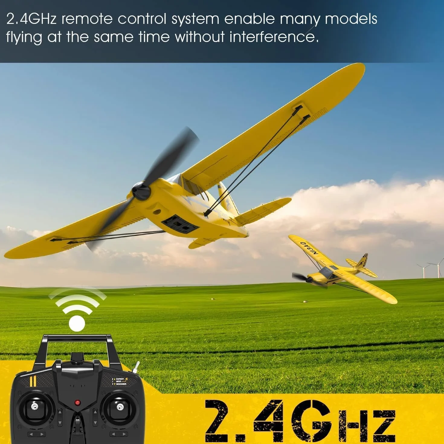 volantexrc Sport Cub S2 - Avión RC de 3 Canales con Estabilizador Giroscópico de 6 Ejes, Sistema 2.4 GHz, RTF con 2 Baterías, Ideal para Adultos, Niños y Principiantes