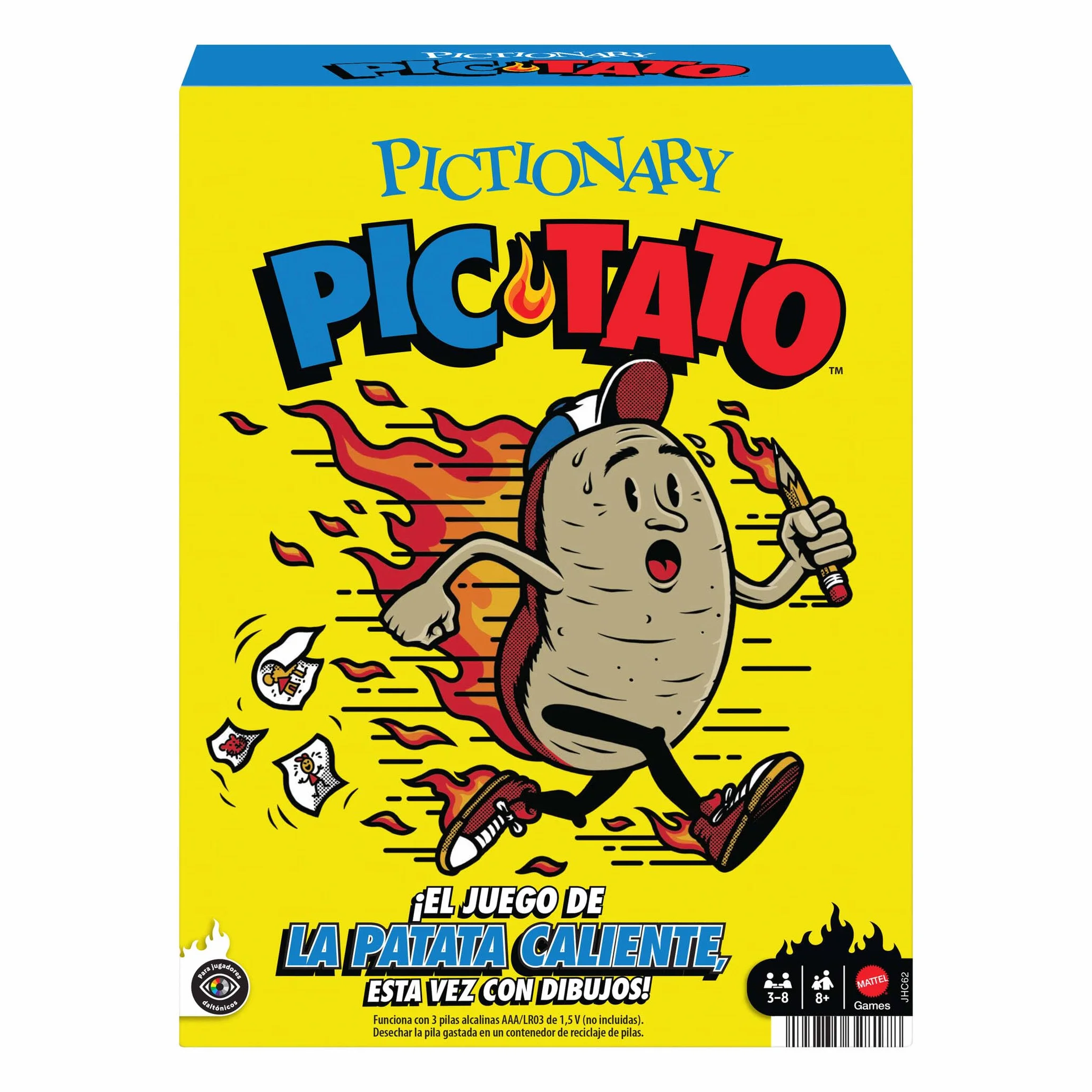 Mattel Games Pictionary Pic-Tato Juego de la patata caliente familiar con música y pistas en español JHC62