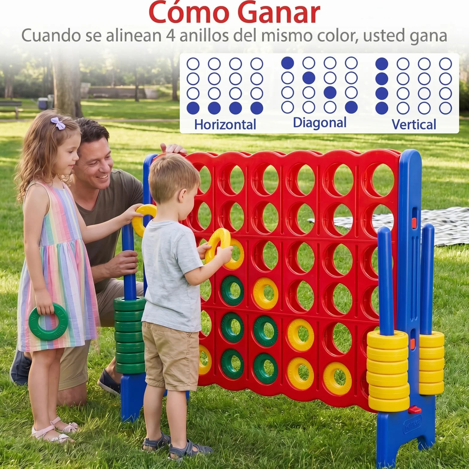 COSTWAY Juego de Match Juego de Aritmético y Educación con 42 Anillos Gigantes y Controles Deslizantes para Niños y Adultos (Azul y Rojo)