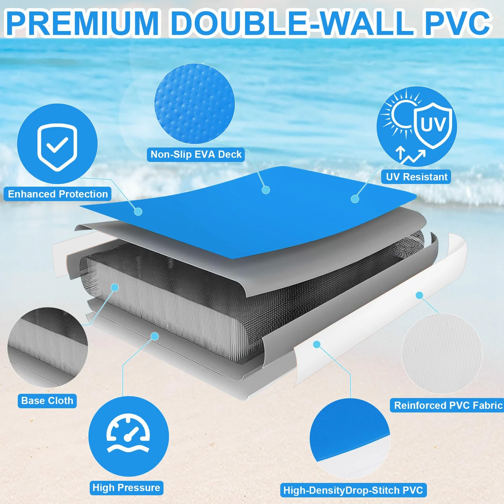 Hamaca hinchable de 245 cm, anillo de natación redondo como plataforma flotante para fiestas de verano, plataforma de natación para lagos, piscinas y el mar