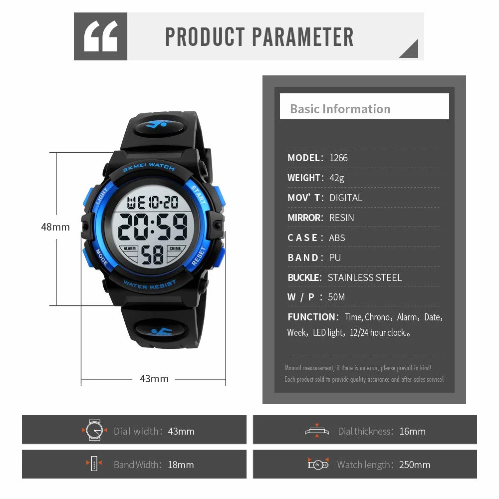 Dayllon Reloj Deportivo Infantil 50M Impermeable Electrónico 12/24H Alarma Cronómetro Calendario