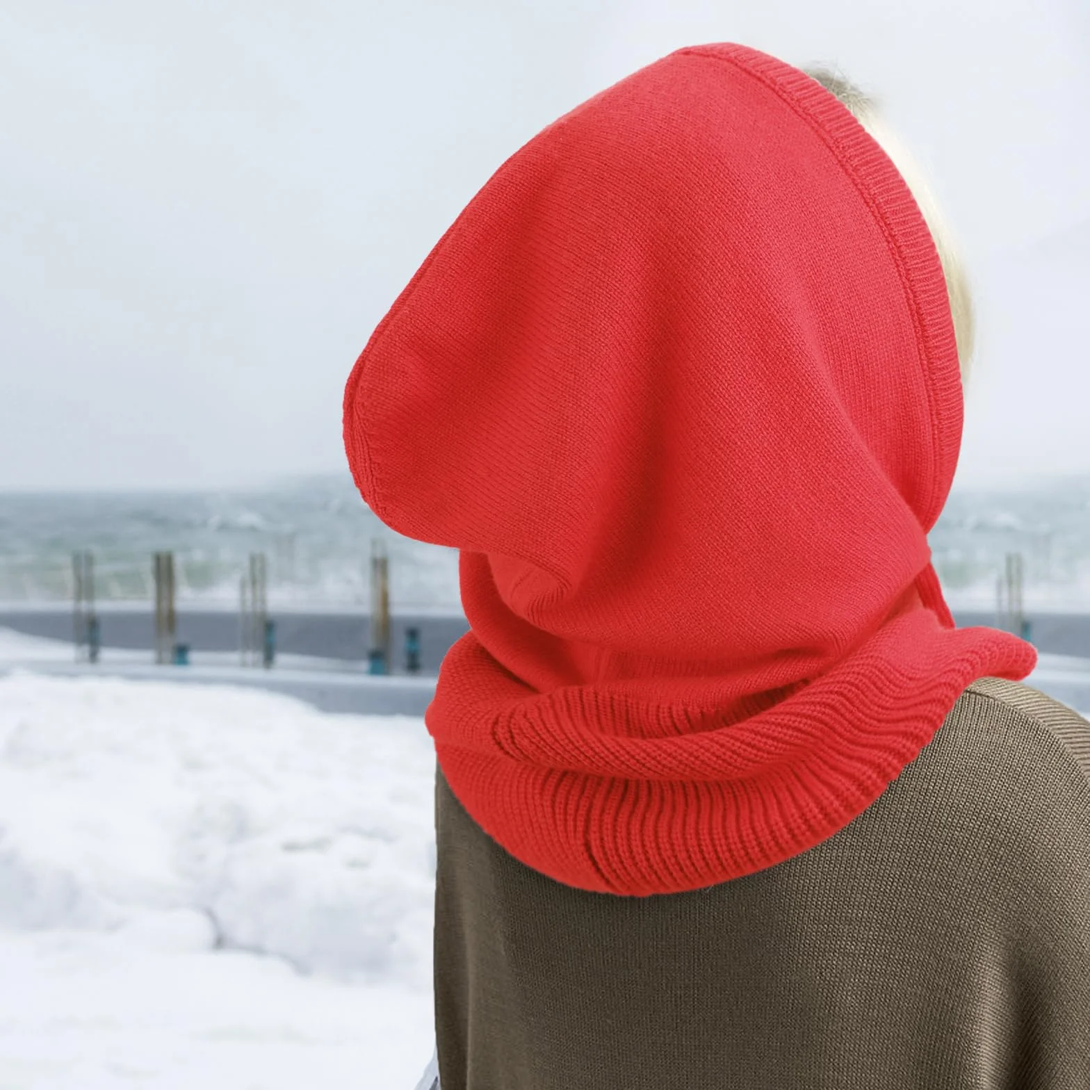 Pasamontañas de Punto para Mujer Beanie Skull Cap con Cordón Cálido