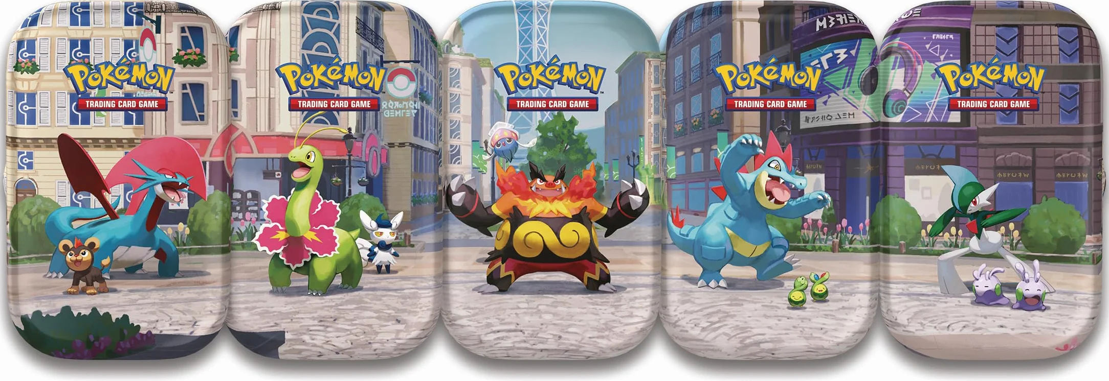 Pokémon JCC Minilata Ciudad Luminalia Feraligatr Budew 2 Sobres Mejora 1 Tarjeta Ilustrada 1 Pegatina
