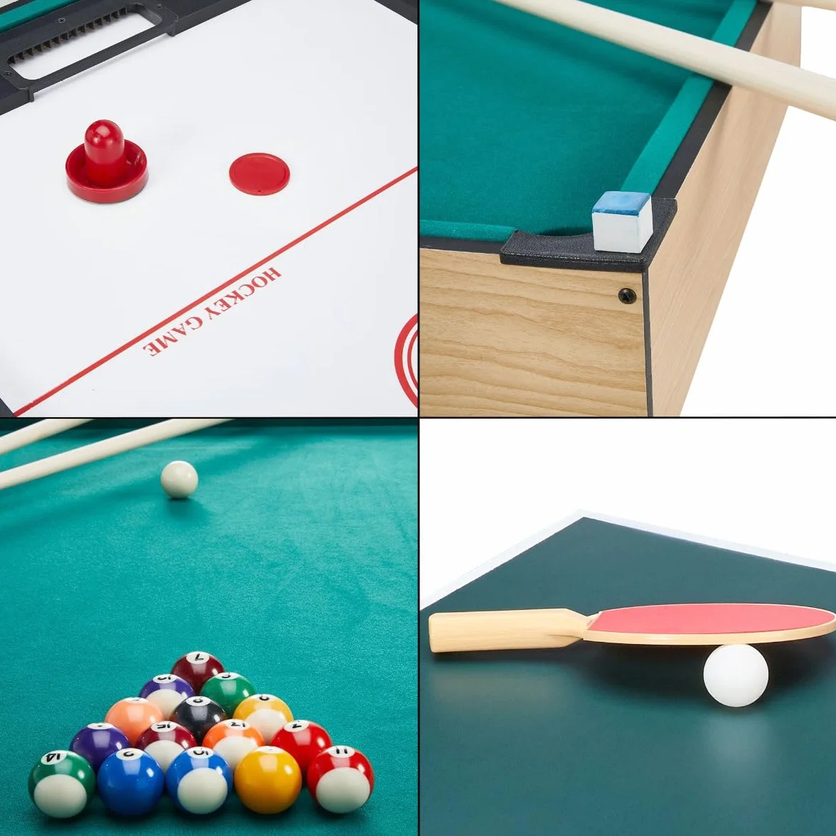 Mesa multijuegos plegable 4 en 1 para adultos – Futbolín – Billar – Ping Pong – Hockey