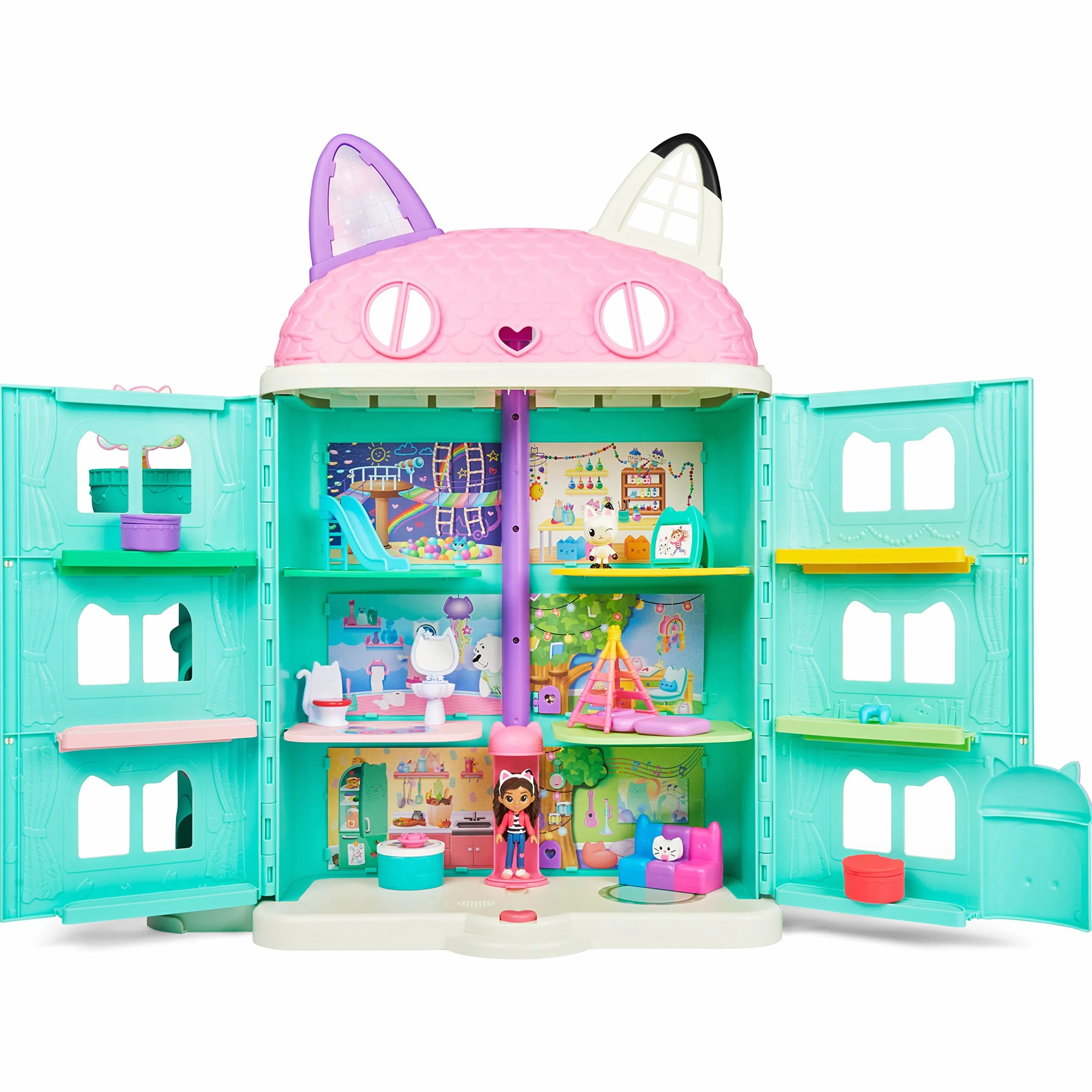 LA CASA DE MUÑECAS DE GABBY - La Casa de Muñecas de Gabby's Dollhouse con 2 Figuras, 8 Muebles, 3 Accesorios, 2 Cajas Sorpresa y Sonidos - 6060414 - Juguetes Niñas 3 años + - Regalo Niña 3 años +