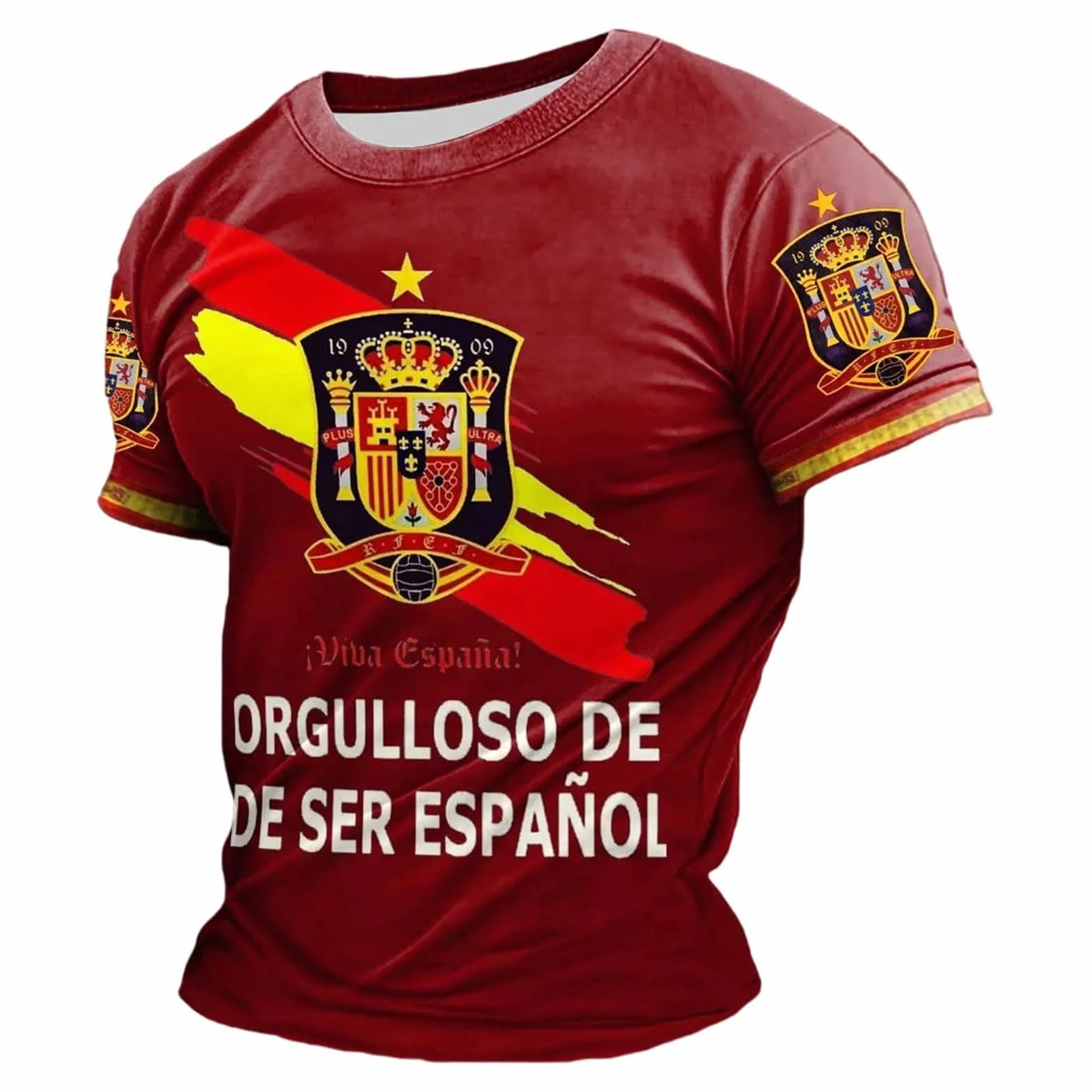 Camiseta Selección Española 2026, Camiseta Deporte Hombre, Manga Corta Torero, Cuello Redondo