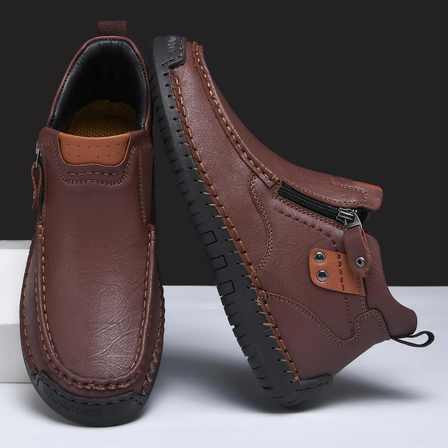 Zapatos de cuero para hombre mocasines ligeros transpirables suela suave