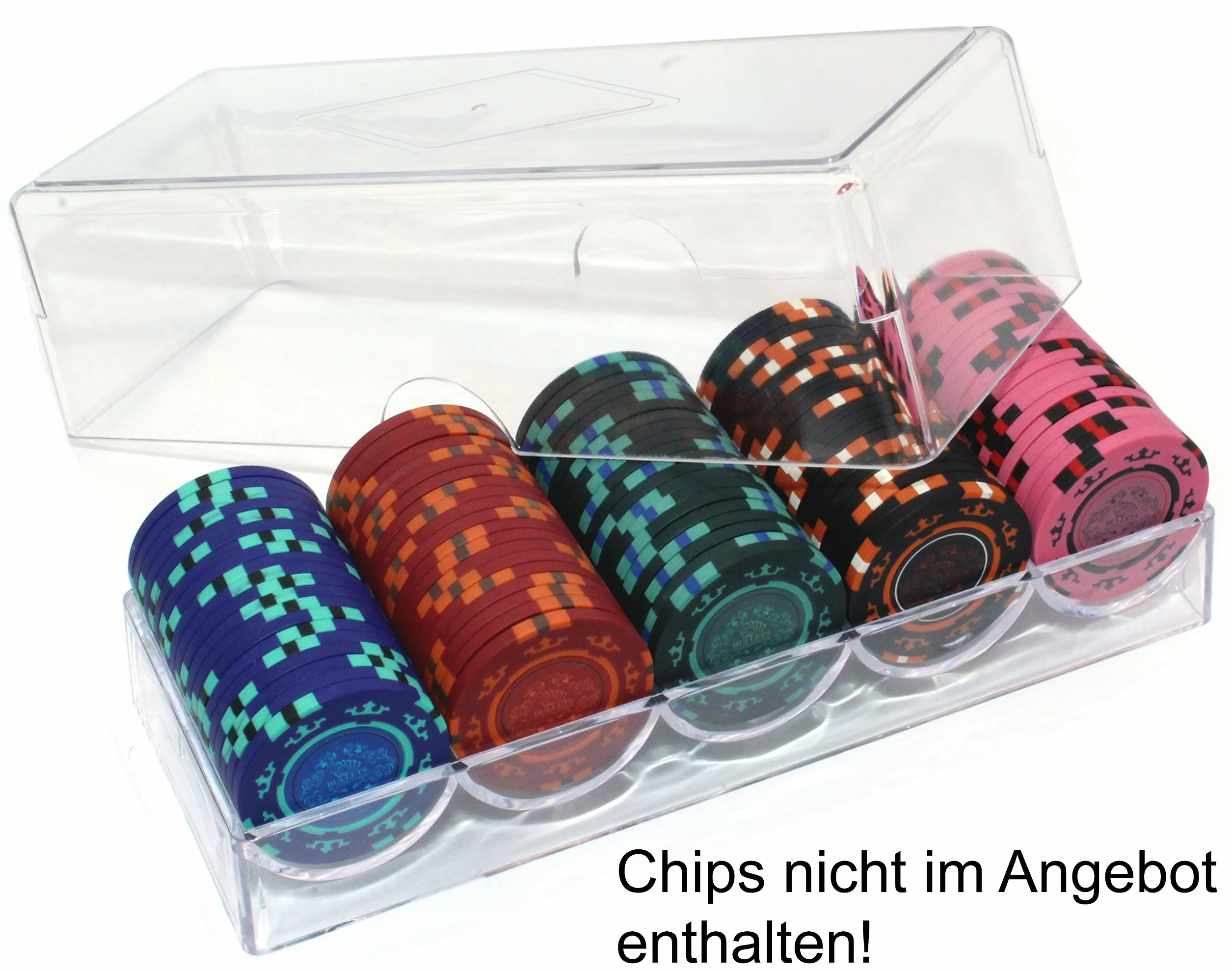 Bullets Playing Cards, Juego de bandeja para 500 fichas de póquer, 5 bandejas con tapas para 100 fichas cada una, acrílico transparente