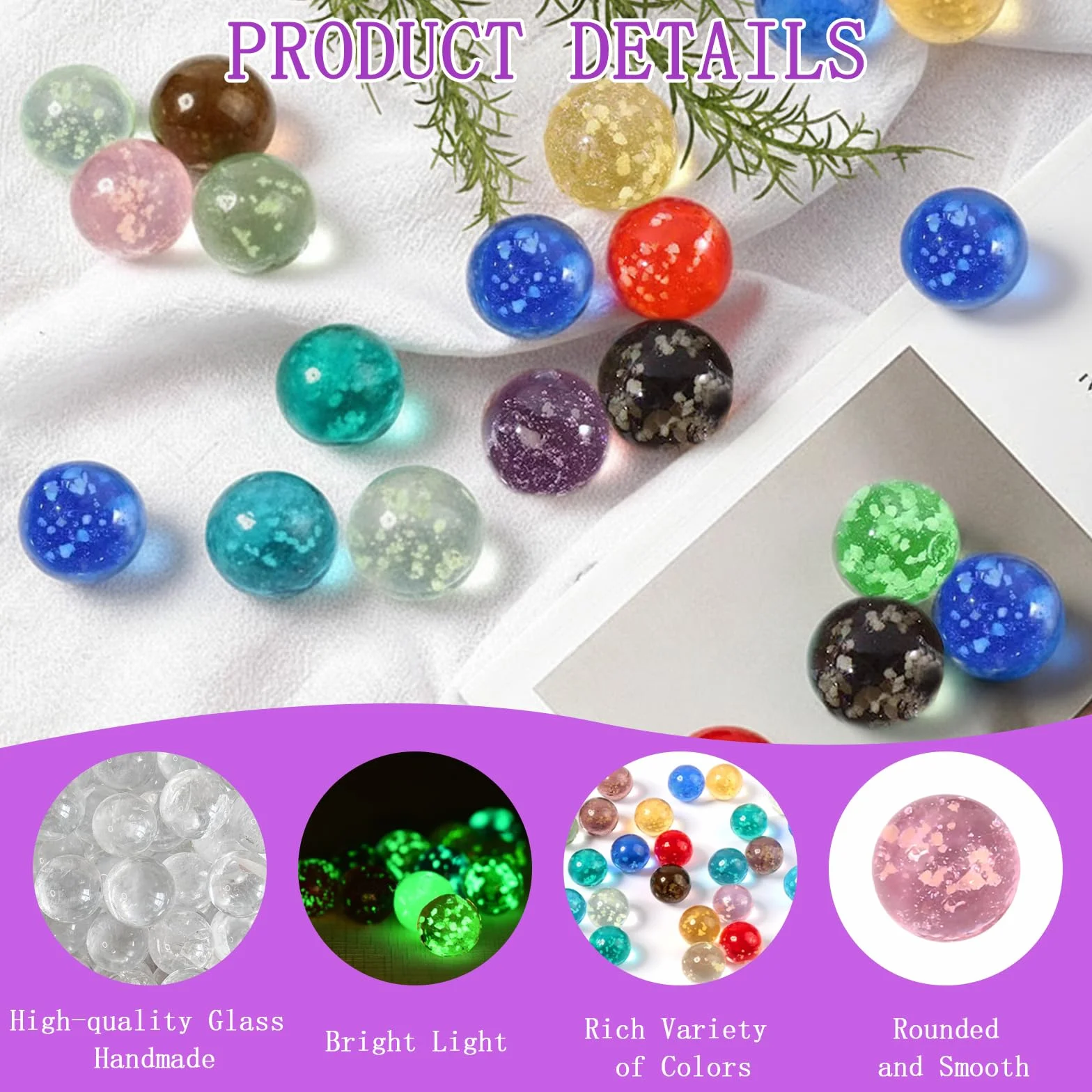 30 PCS Canicas Que Brillan en la Oscuridad 12mm MáRmoles de Cristal Que Brillan En la Oscuridad Brillan en la Canicas MáRmoles