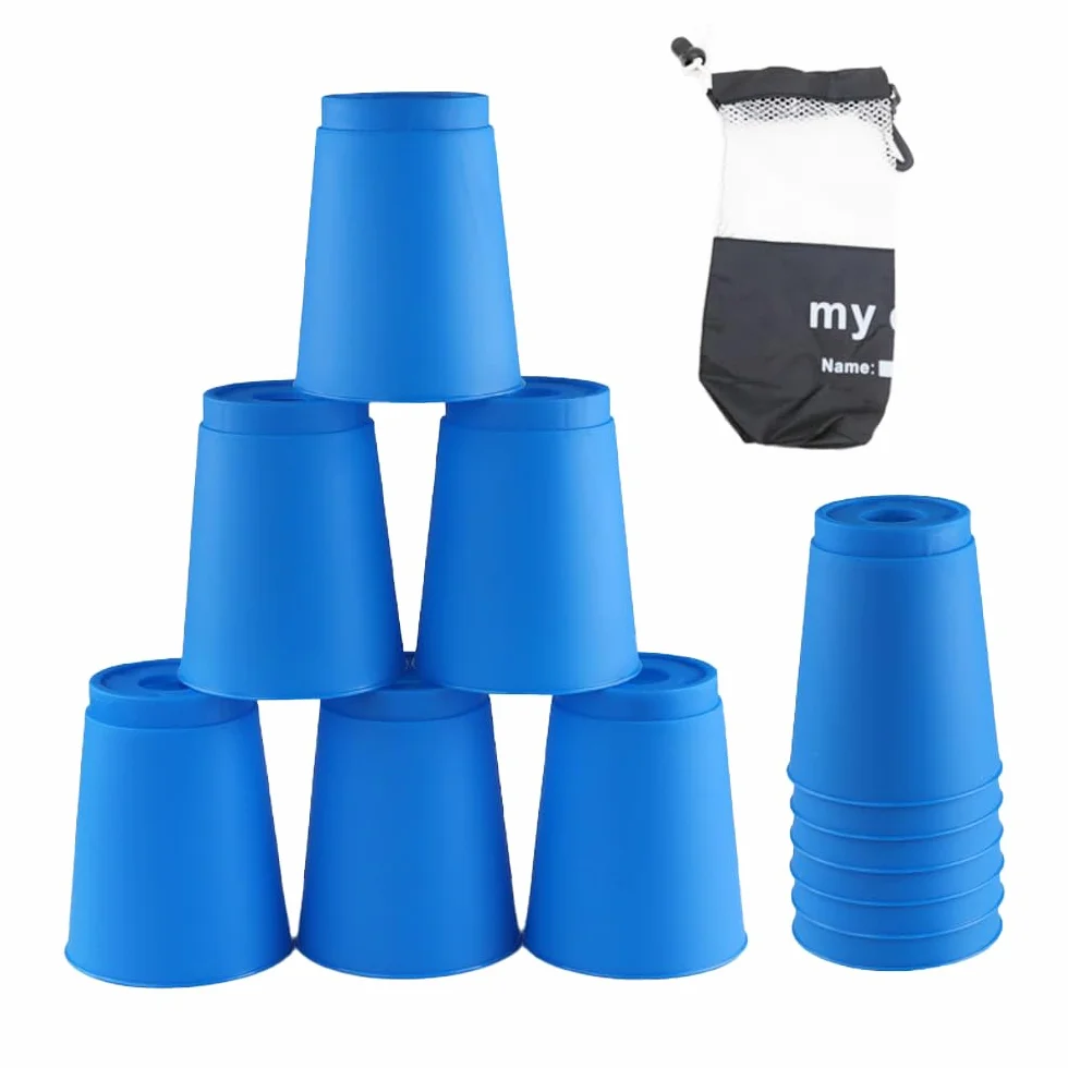 12 Vasos apilables Deportivos, Vasos apilables para Entrenamiento, Juego, desafío, competición, Fiesta