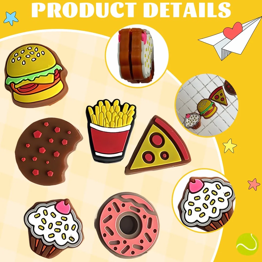 Amortiguadores de Tenis Antivibradores Silicona 6 Piezas Hamburguesa Pastel Papas Fritas