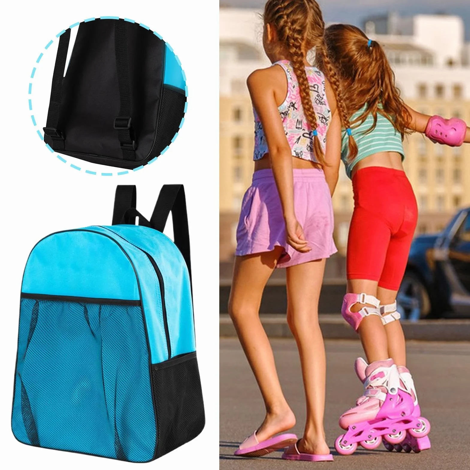 Mochila Para Almacenamiento De Patines 35x17x43cm Resistente A La Intemperie Ajustable