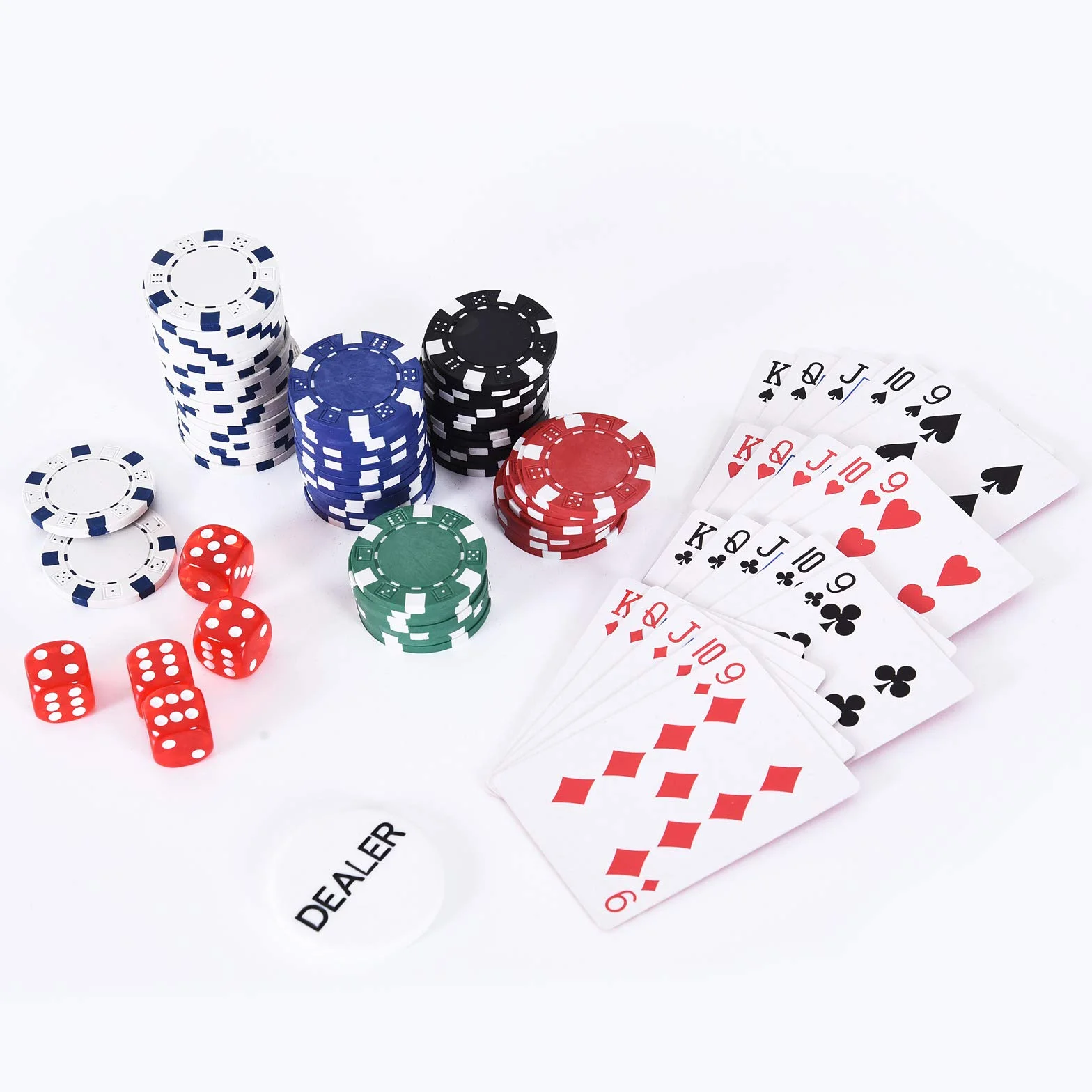 HOMCOM Maletín de Poker Profesional de Aluminio con 300 Fichas Juego Set de Poker Casino con 5 Dados 2 Barajas de Cartas y 1 Ficha de Crupier 38x20,5x6,5 cm Multicolor