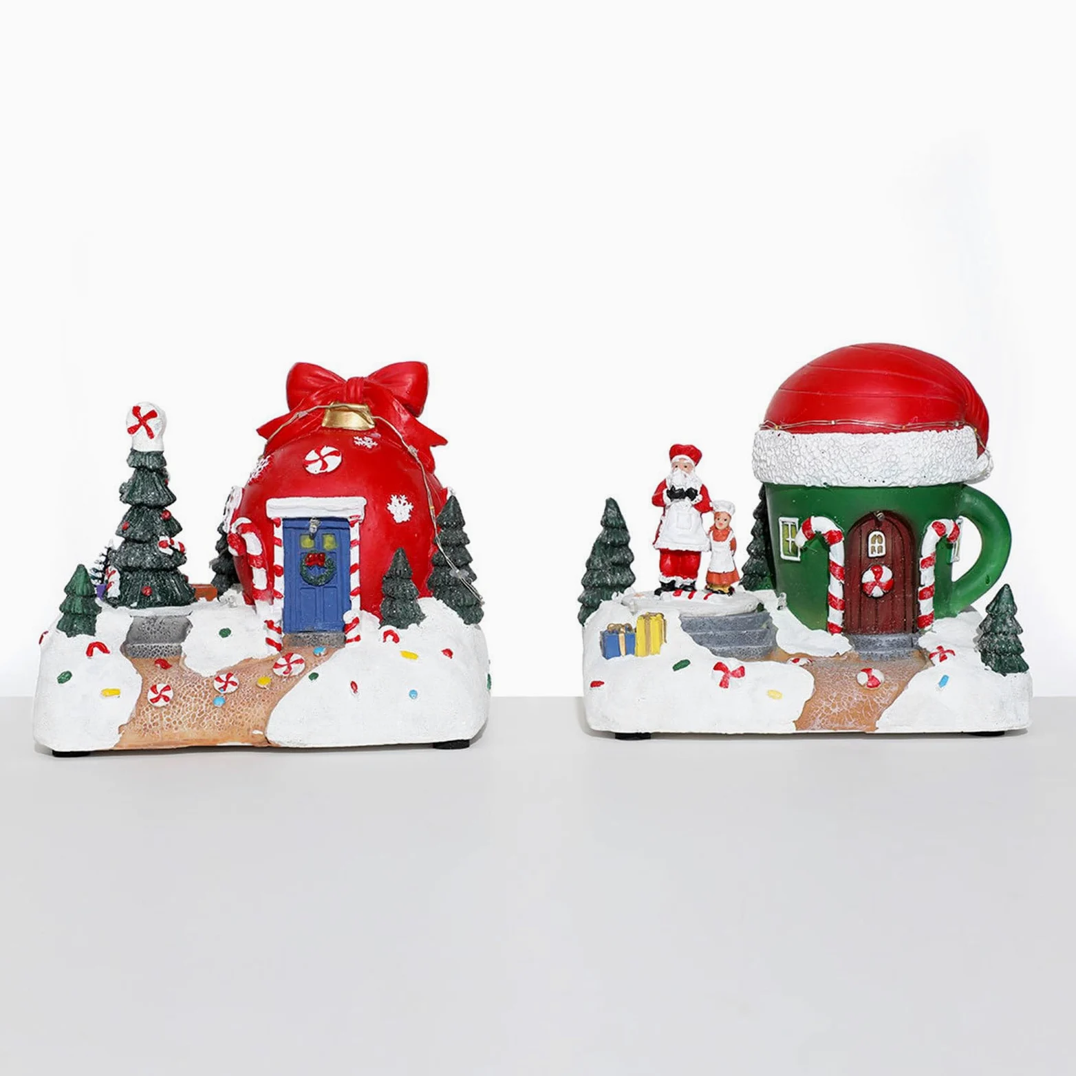 Figura decorativa giratoria de resina para decoración de escritorio con luz LED