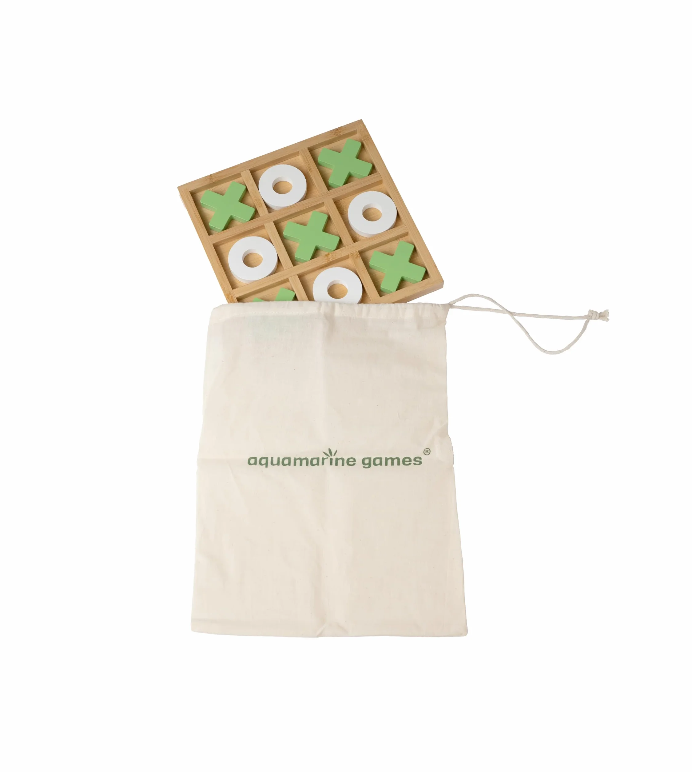 Bamboo FSC100% Juego de Tres en Raya de Madera Ecológica para Dos Jugadores con Bolsa de Viaje