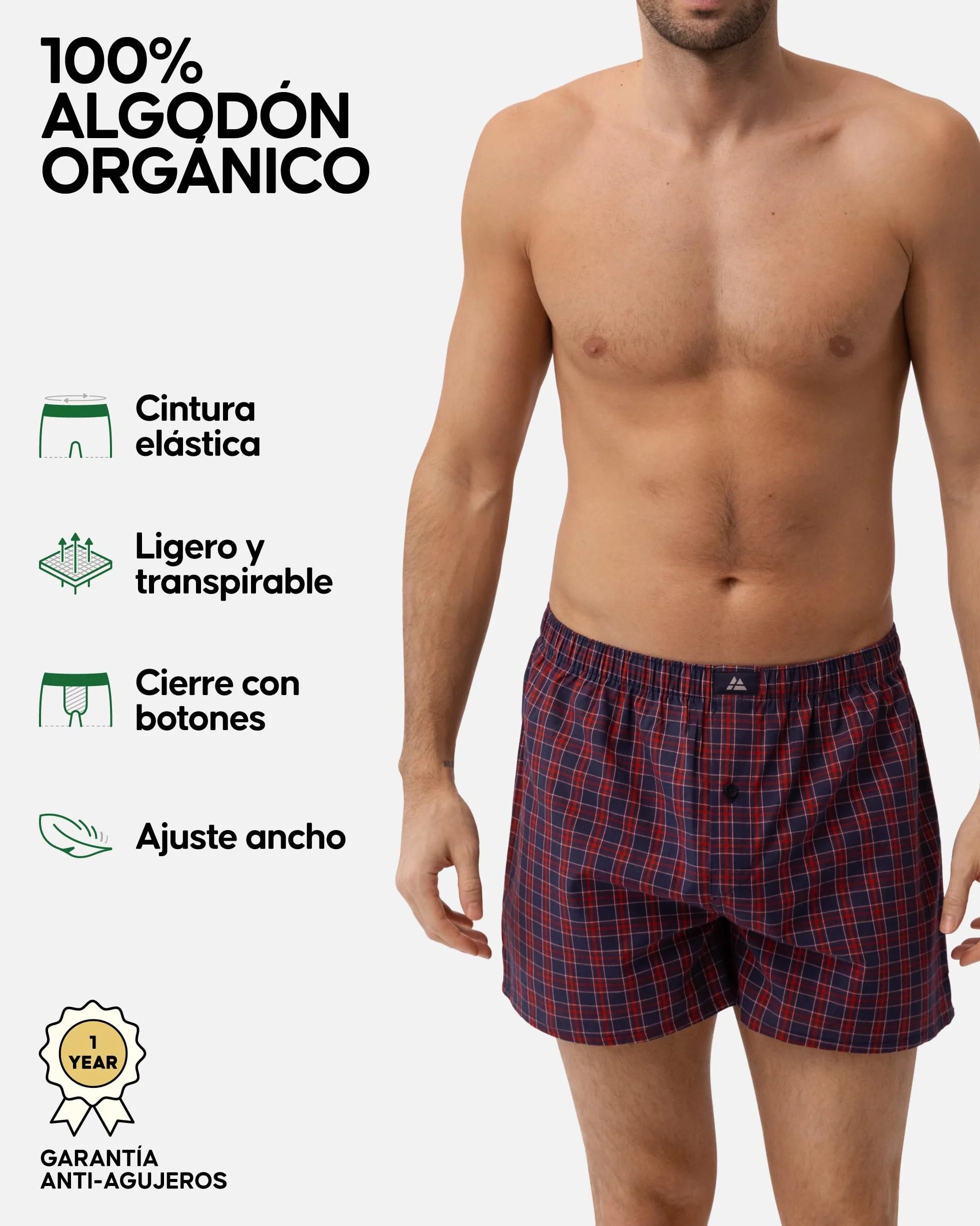 DANISH ENDURANCE Calzoncillos Hombre Boxer Tela Algodon Organico Pack
