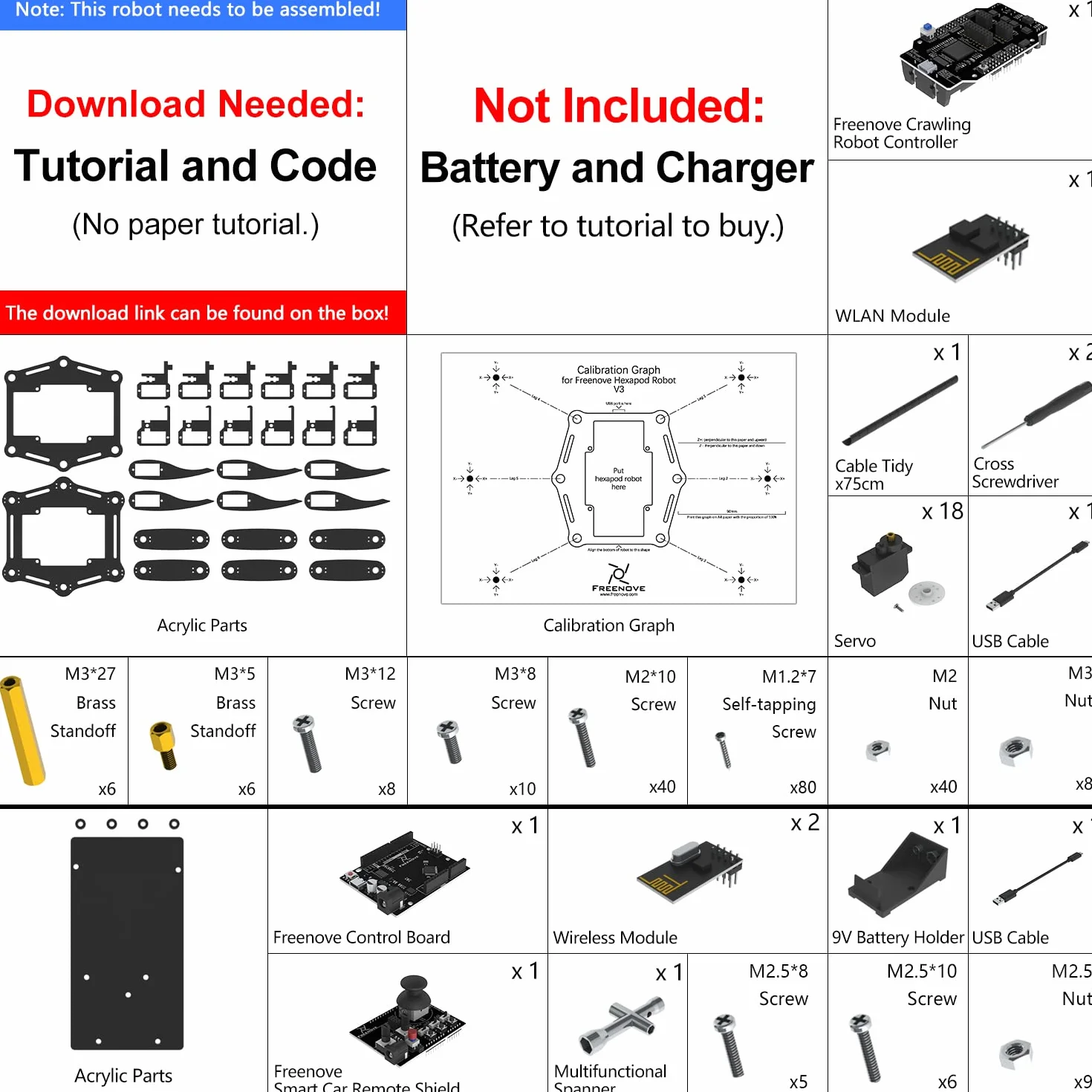 Freenove Hexapod Robot Kit with Remote (Compatible with Arduino IDE), Walking Crawling Twisting, App Remote Control, Servo Stem Project