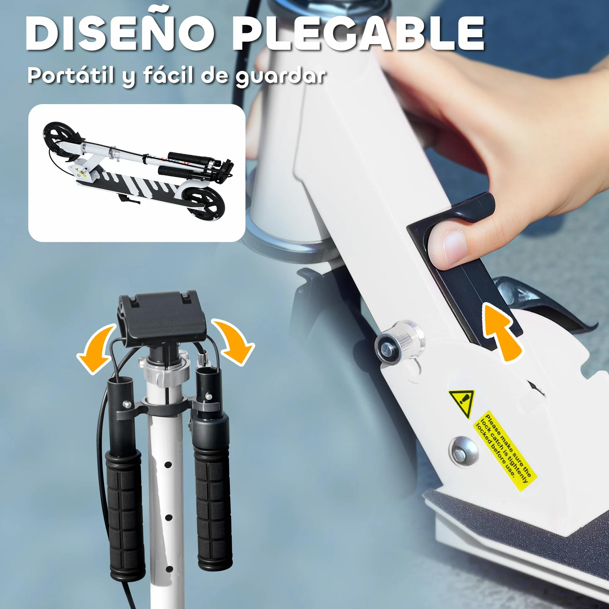 AIYAPLAY Patinete Plegable para Niños de 3-8 Años, Patinete Infantil de 2 Ruedas con Luces, Manillar de 4 Altura Ajustable, Freno Posterior y de Mano