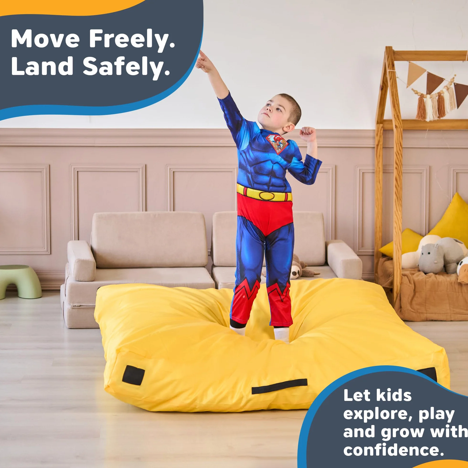 SaferBounce Sensory Crash Pad para Niños 152 x 152 cm Colchoneta Autismo Alfombra Espuma Infantil Escalada Gimnasia