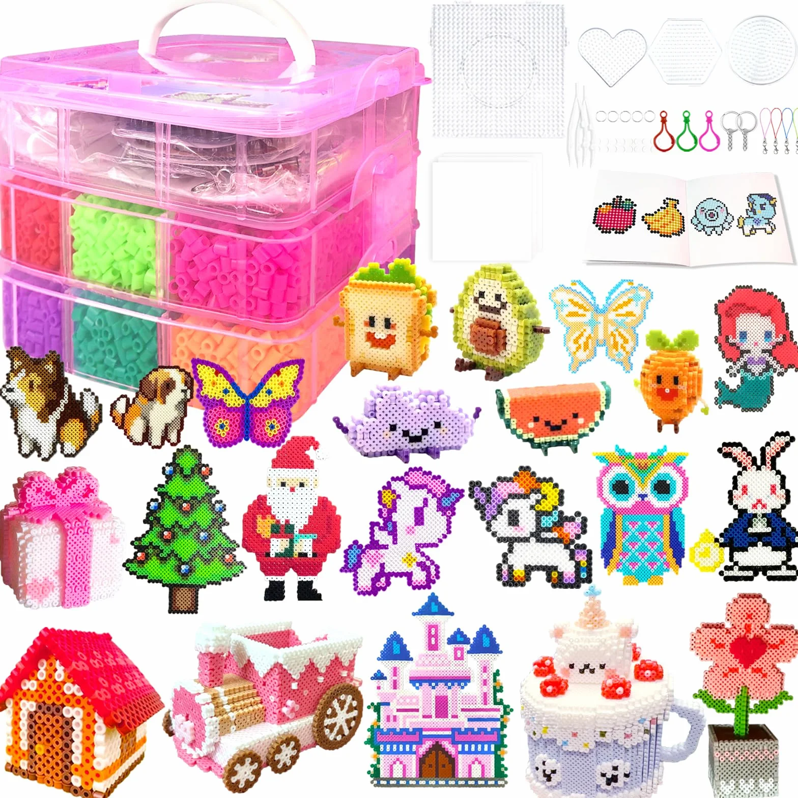 Cuentas Para Planchar, 11000 Piezas 5MM Abalorios Fusibles de 20 Colores Set con Caja de Almacenamiento, Guía del Usuario, Diseño DIY de Joyas, Manualidades para Niños Cumpleaños Navidad (20 colores)