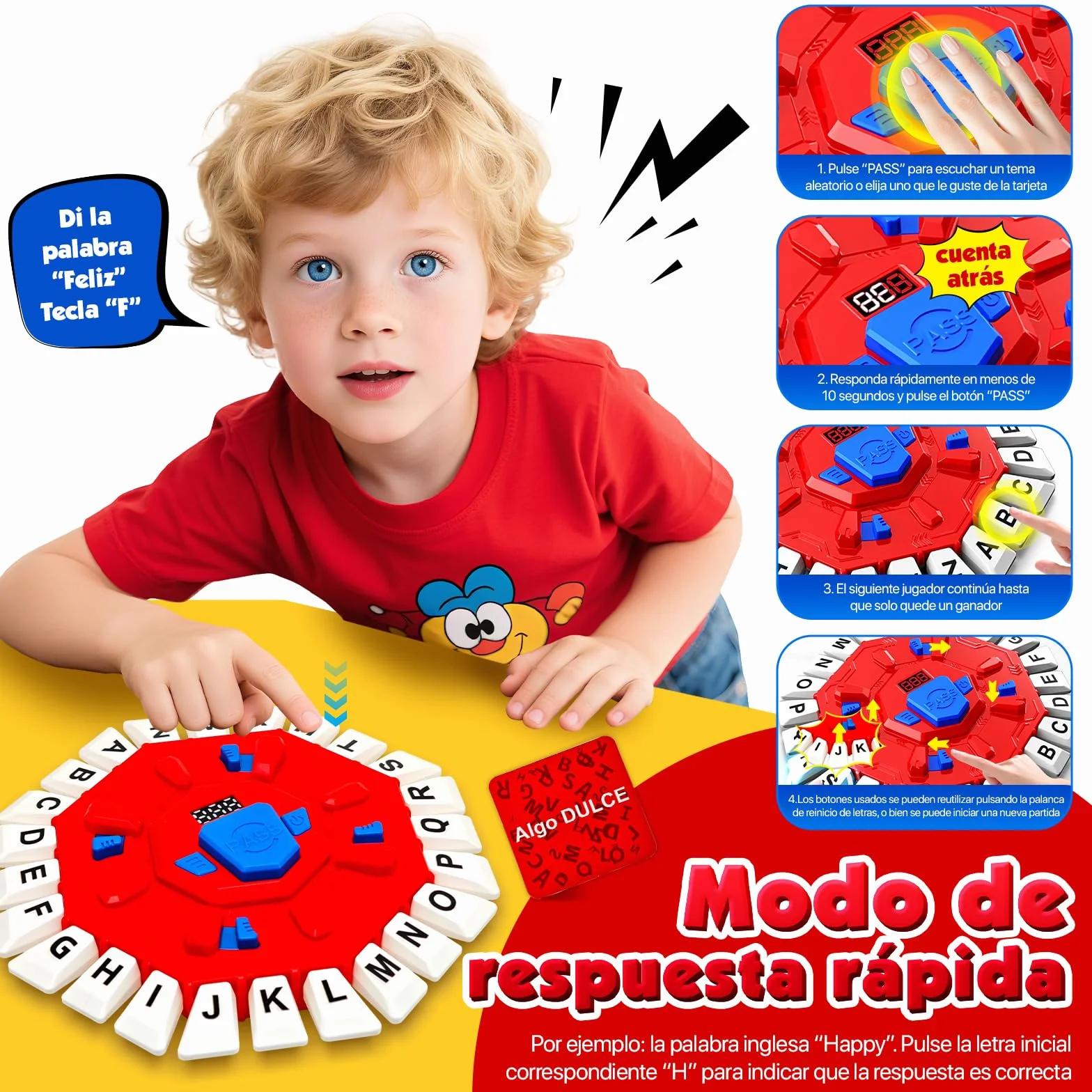 RoserRose Juego de Mesa en Español, Juego de Palabras, 2 Modos de Juego, 35 Tarjetas (140 Categorías), Portátil y Educativo, Ideal para Familias y Fiestas (A)
