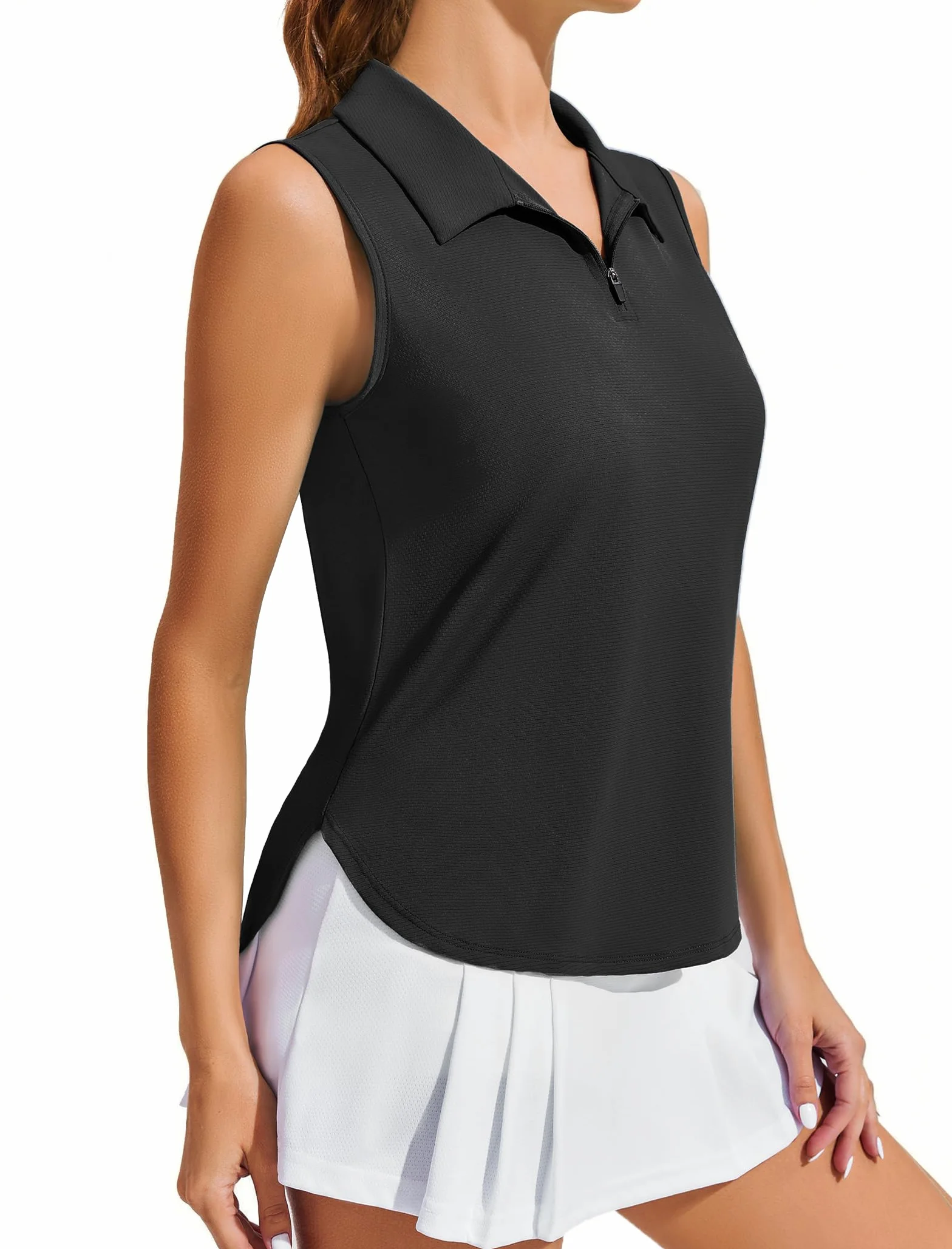 PINSPARK Polo sin Mangas para Mujer, protección UV UPF 50+, Camiseta Deportiva Transpirable para Golf/Tenis
