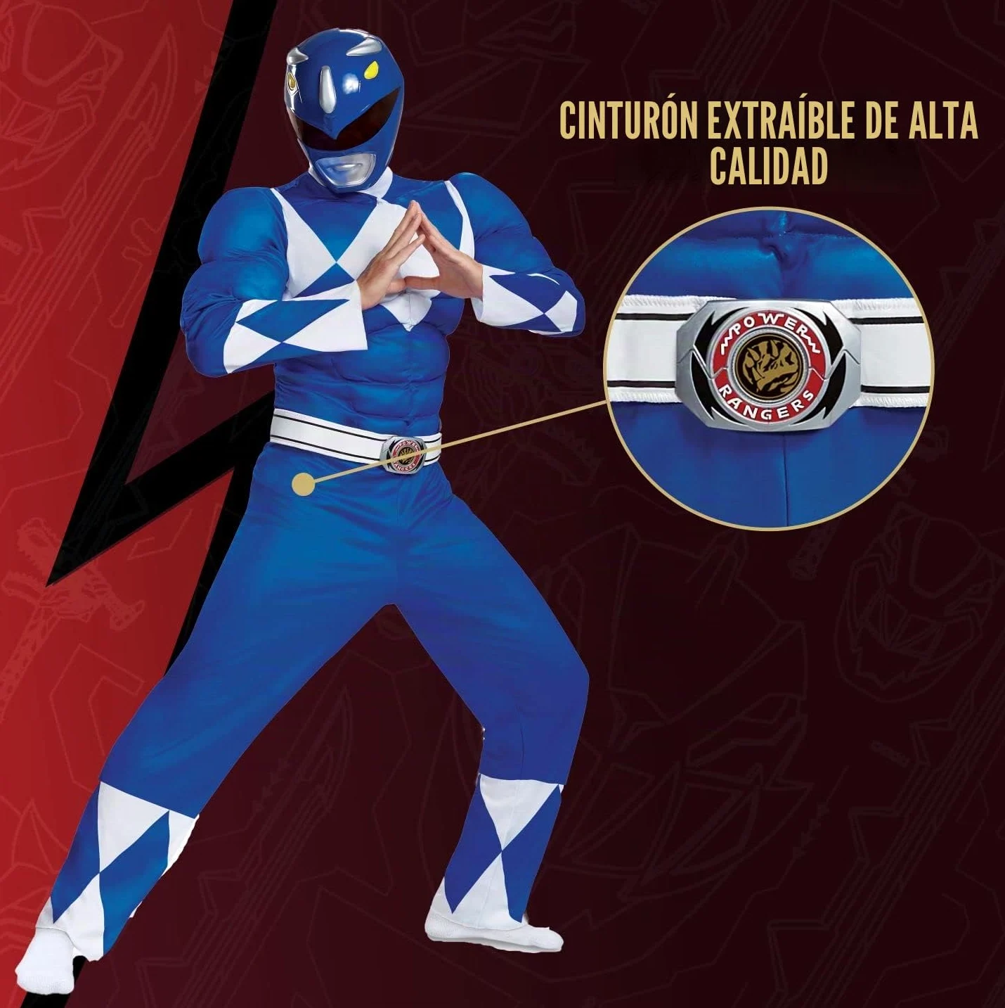 Disguise Disfraz Power Ranger Adulto Musculoso Azul, Power Rangers Disfraz Adulto, Power Ranger Azul Disfraz, Disfraz Superheroe Adulto Hombre, Disfraz Carnaval Hombre Talla X