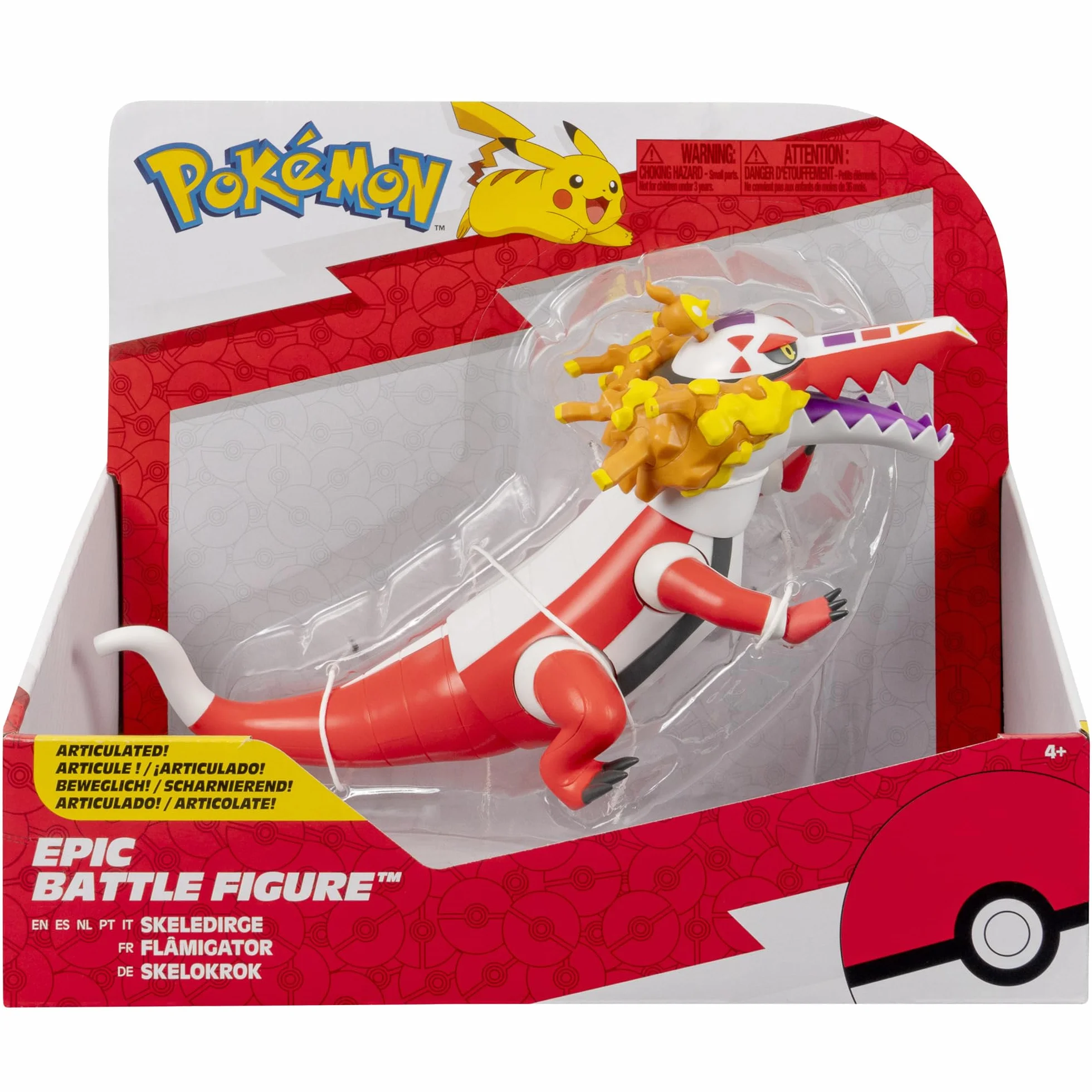 Pokémon Skeledirge - Figura de Batalla épica articulada de 12 Pulgadas con Soporte de exhibición