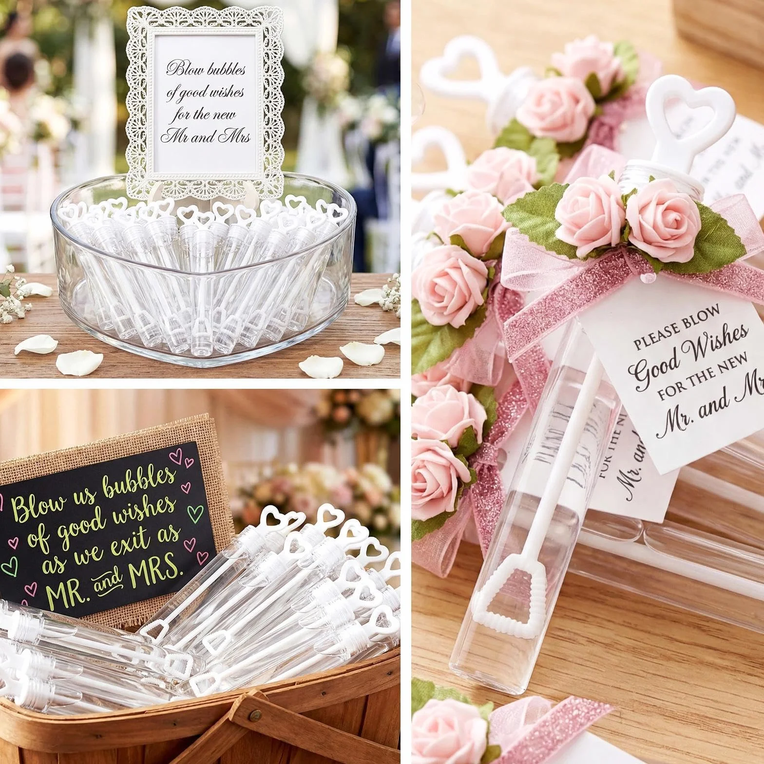 Sweelov 100 Pompas de Jabón para Bodas Burbuja Pomperos Varita Tubo con Líquido para Boda Fiesta, Blanco