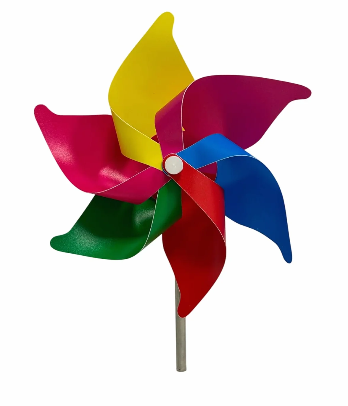 Molinillo de viento generico para jardín, 20 cm de diámetro, extensible hasta 72 cm, metal, colores arcoíris, resistente