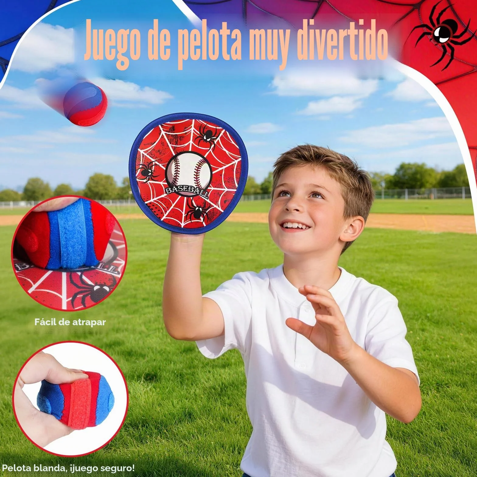 HaoVrisn Juguetes niños de Lanzar y Atrapar, Juegos Exterior Niños con Pelotas Autoadhesivas, Ideal Juegos para Piscina y Juguete de Playa, Perfecto Regalo Niño 3-12 Años