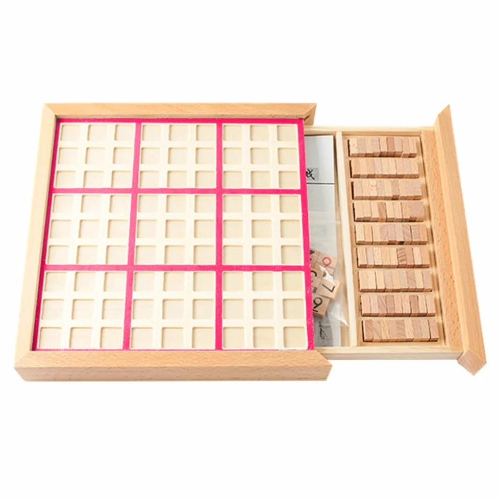 Lechnical Juego de Rompecabezas de Madera Sudoku Juego de Sudoku de Madera con cajón Math Brain Teaser Juguetes de Escritorio