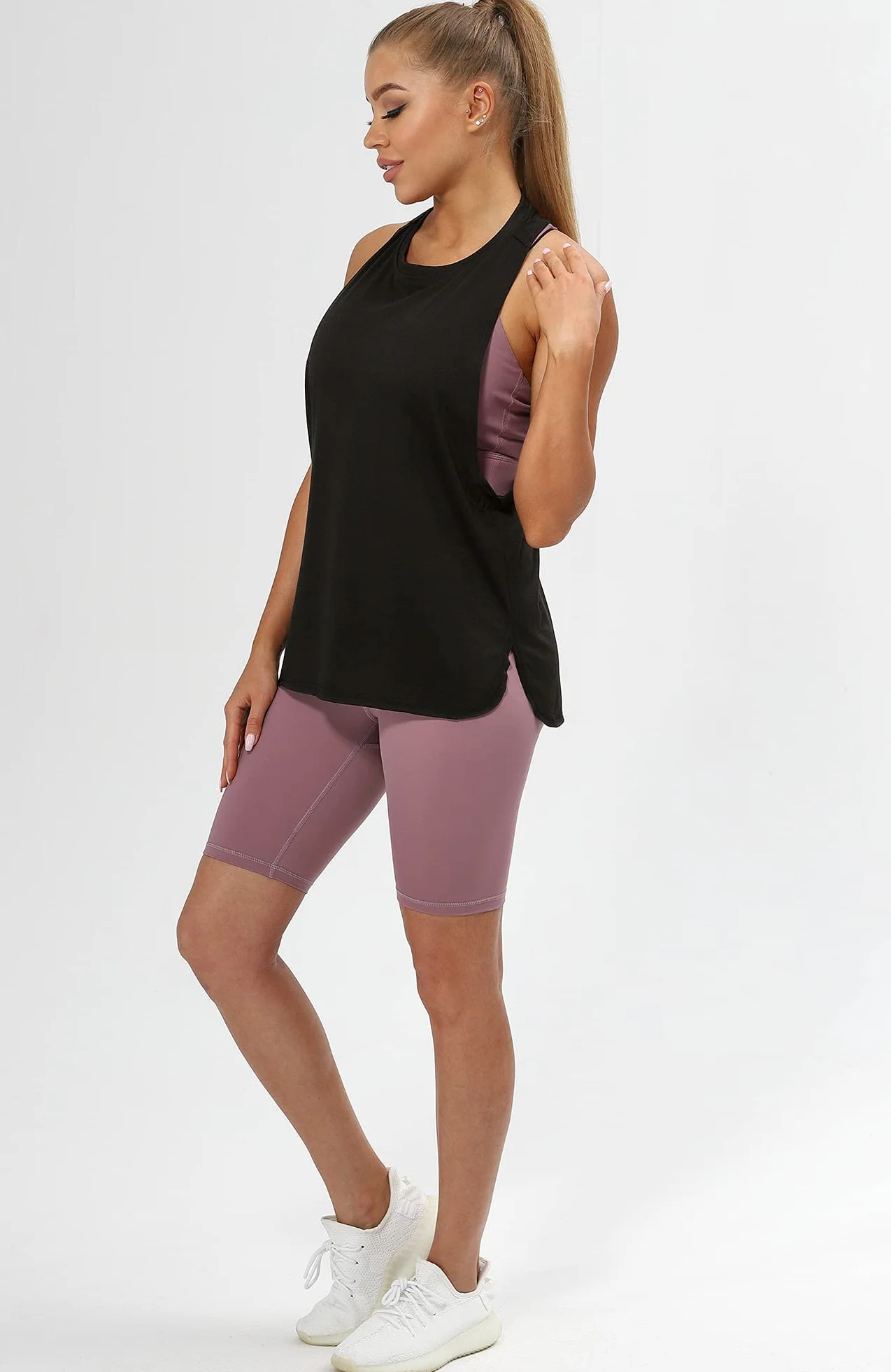 icyzone Camiseta de Fitness Deportiva de Tirantes para Mujer, Pack de 3