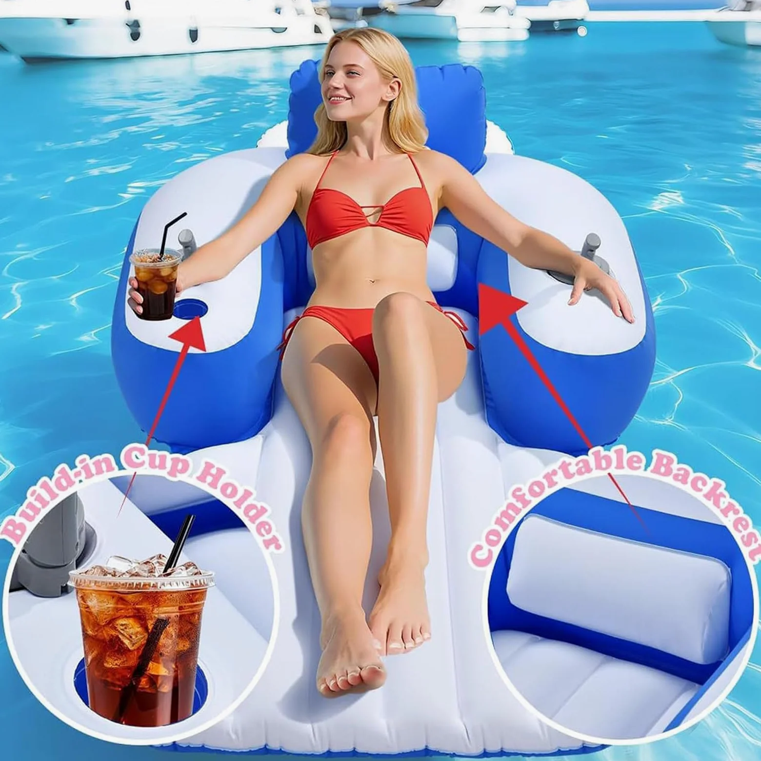 Silla Flotante Hinchable con Hélice Eléctrica, Silla De Piscina con Flotador Eléctrico, Asiento Flotante Portátil para Relajarse En El Lago, La Piscina Y La Playa