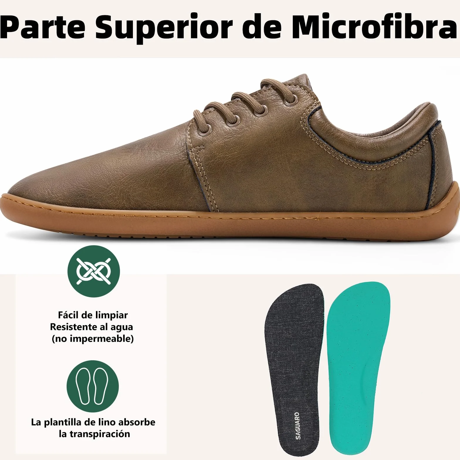 SAGUARO Zapatillas Minimalistas Barefoot Hombre Puntera Ancha Noble II Talla 36-48