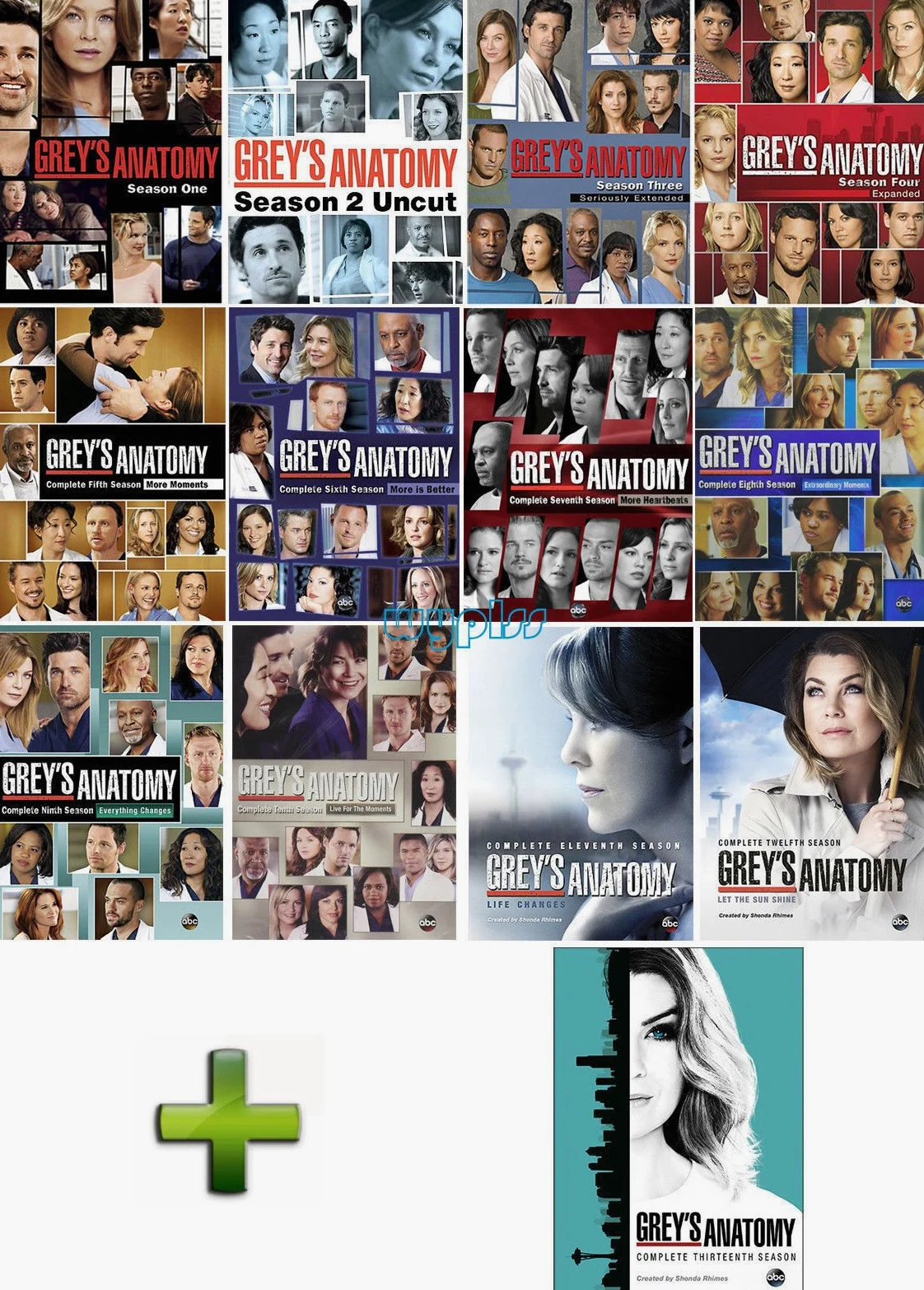 Grey's Anatomy: Serie completa 1-13 DVD Set Temporada 1 2 3 4 5 6 7 8 9 10 11 12 13