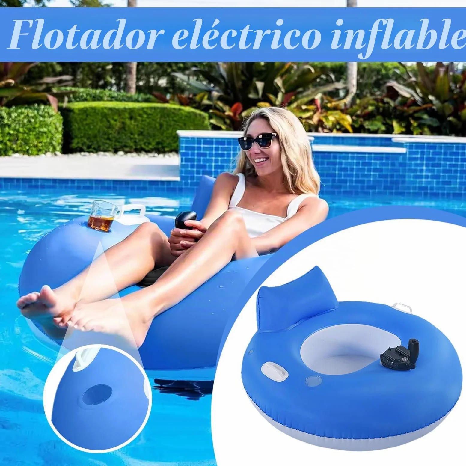 Sillón Inflable De Agua - Flotadores Motorizados para Adultos, Cómodo De Tumbona Portátil, Asiento Flotante, De Verano para Piscina, Playa, Lago | de relajación al Aire libr
