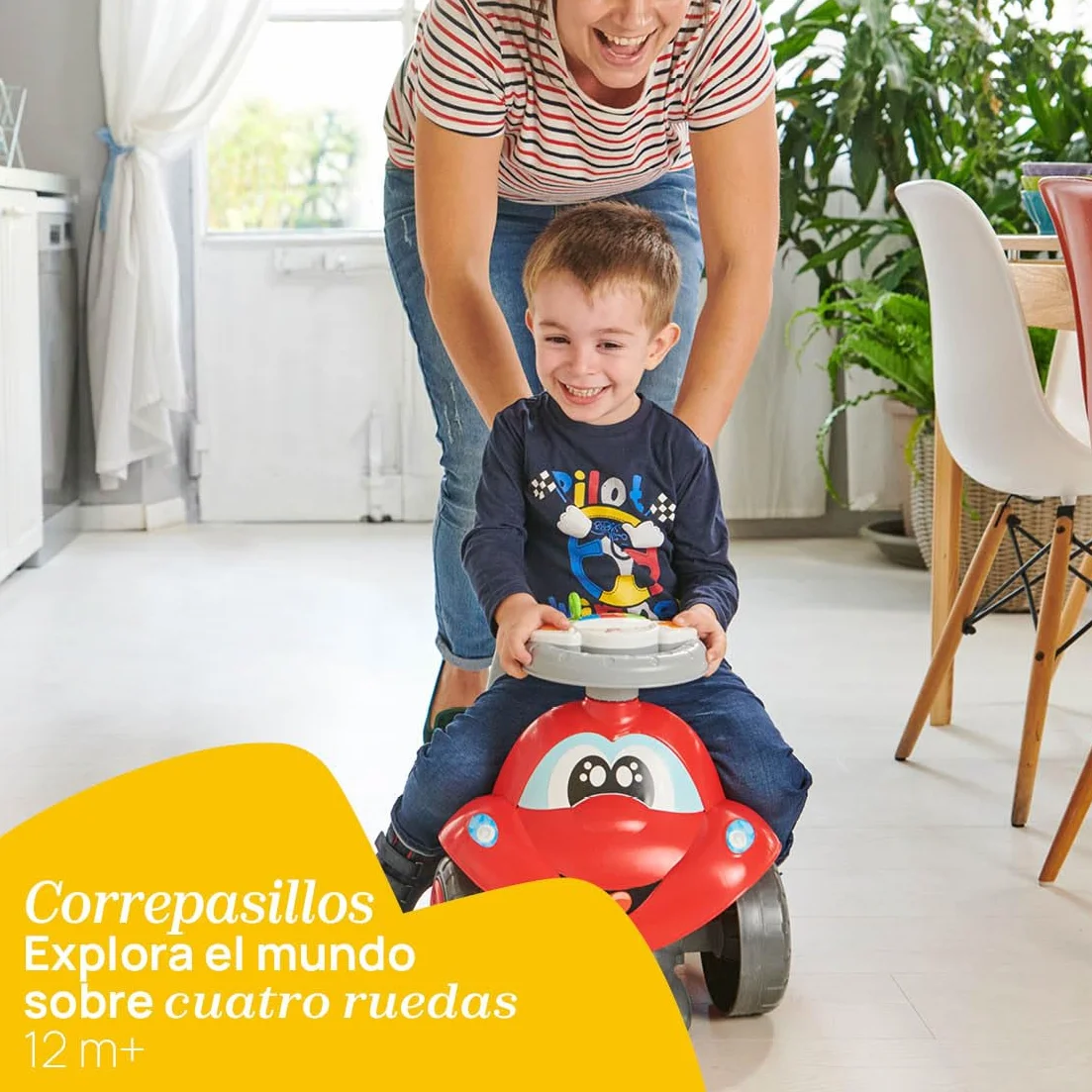 Chicco Andador Correpasillos 2 en 1 Billy El Caminón, Interactivo con Sonidos y Luces, Andador Bebé Primeros Pasos, Juguetes Bebés y Niños De 9 Meses a 3 Años, Amarillo